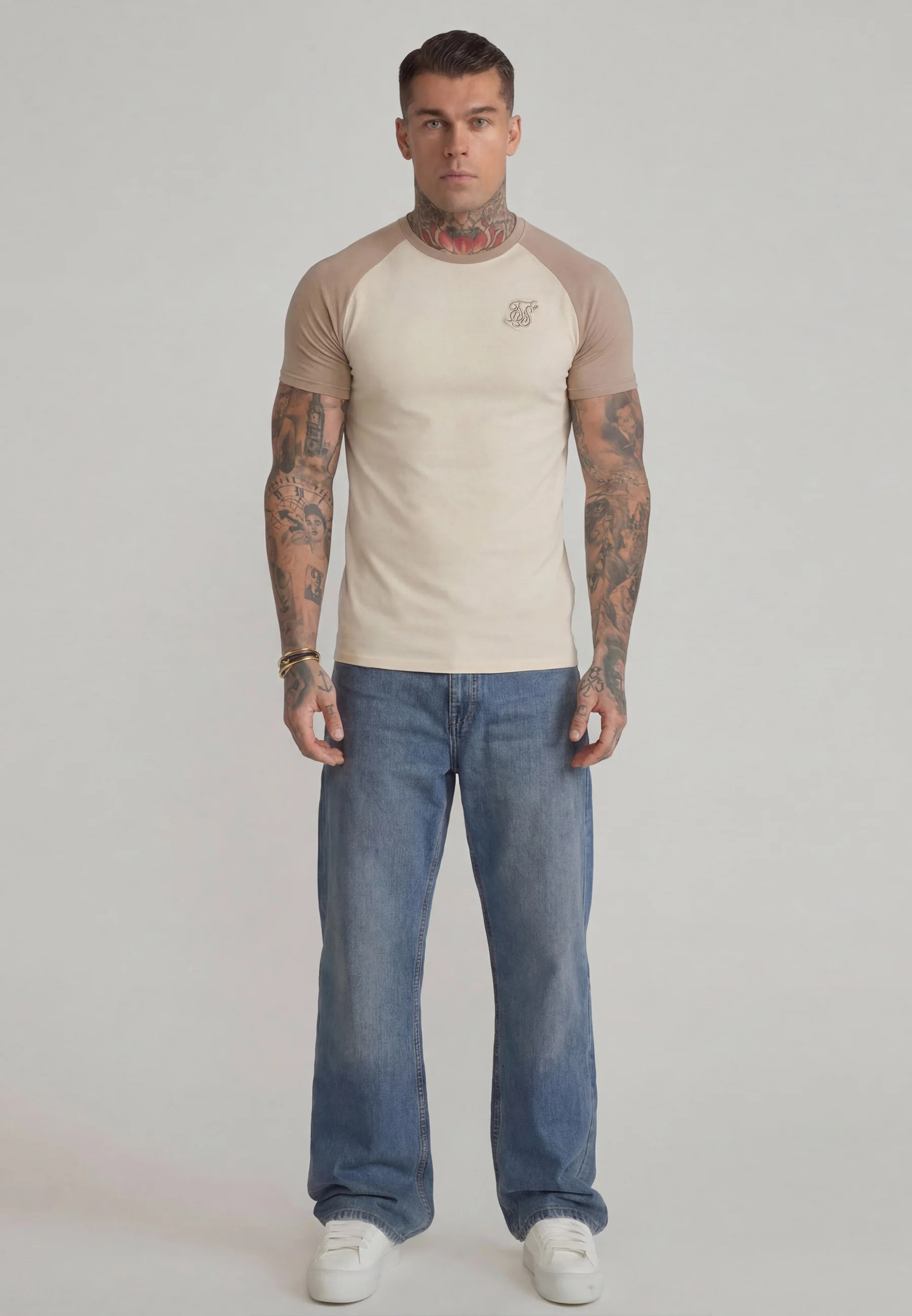 Ecru and Stone Raglan T-Shirt - Image 3