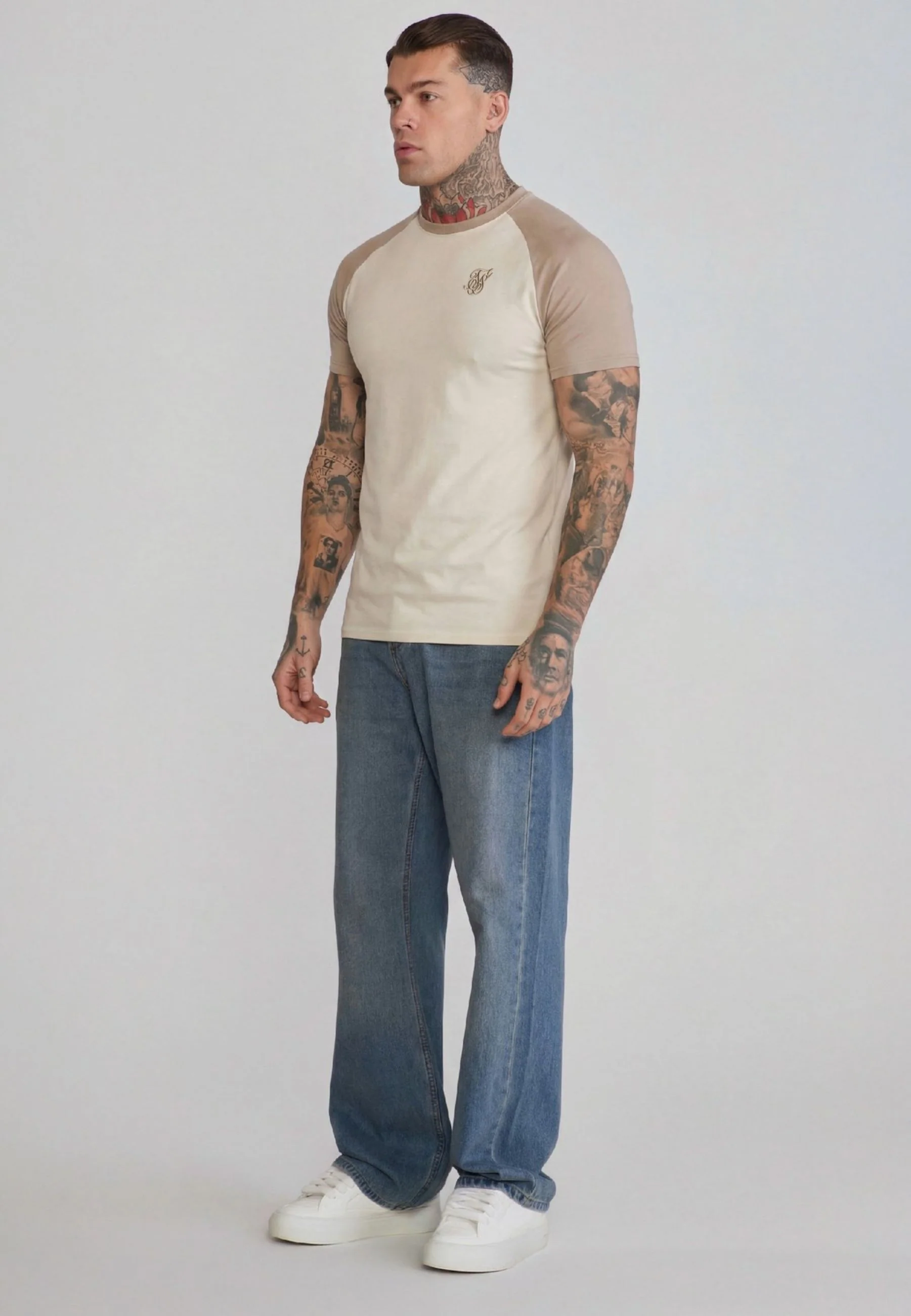 Ecru and Stone Raglan T-Shirt - Image 4