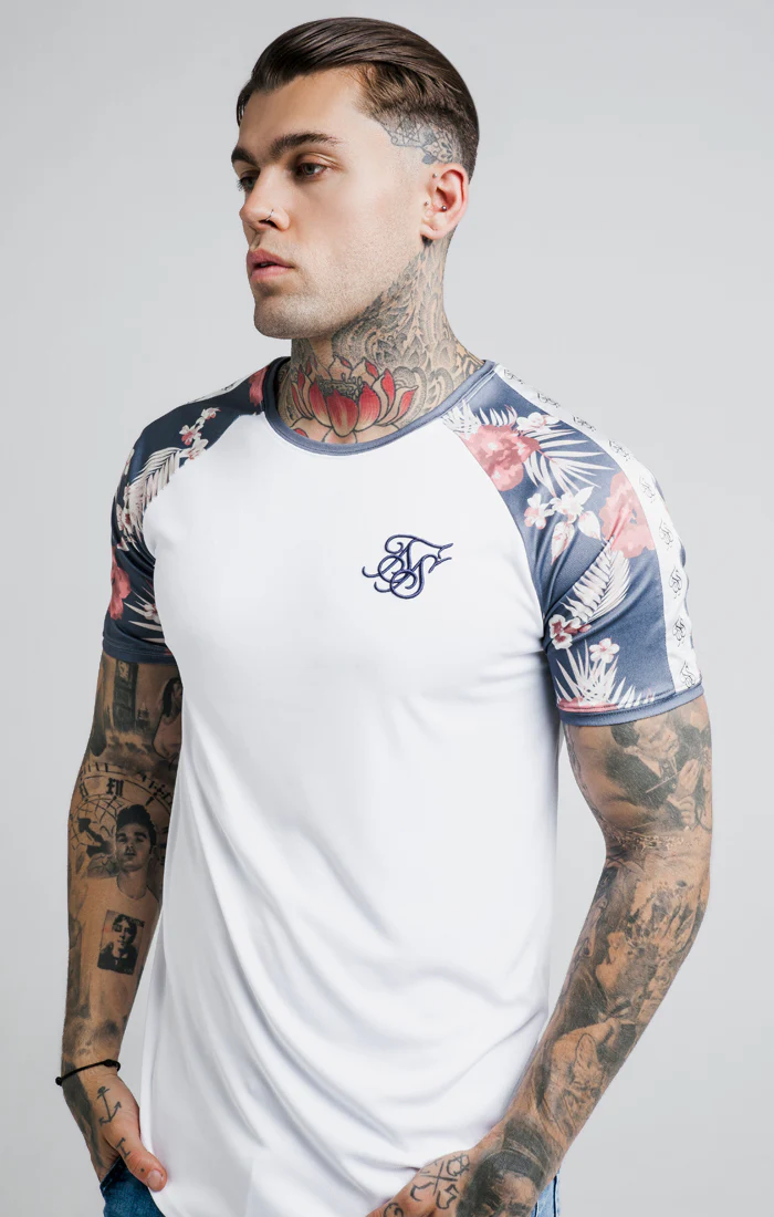 SikSilk Raglan Taped Tee - Hazey Daze