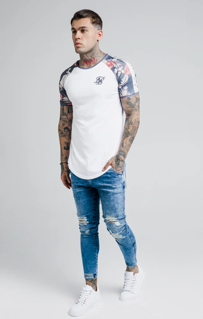 SikSilk Raglan Taped Tee - Hazey Daze - Image 2