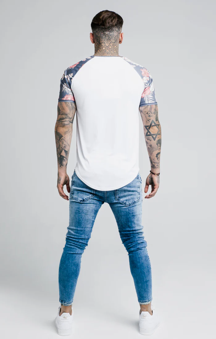 SikSilk Raglan Taped Tee - Hazey Daze - Image 3