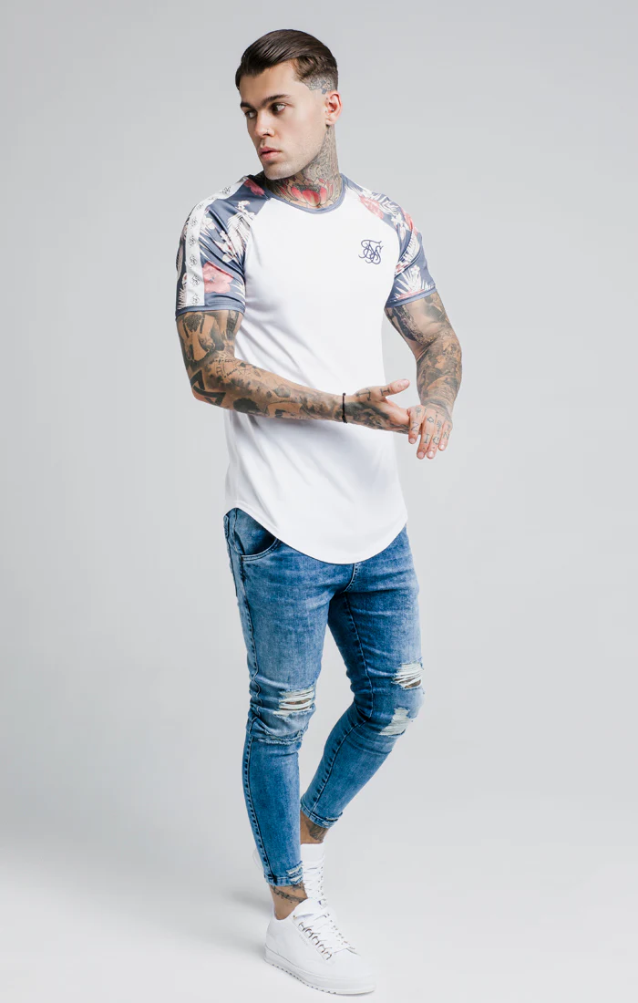 SikSilk Raglan Taped Tee - Hazey Daze - Image 4