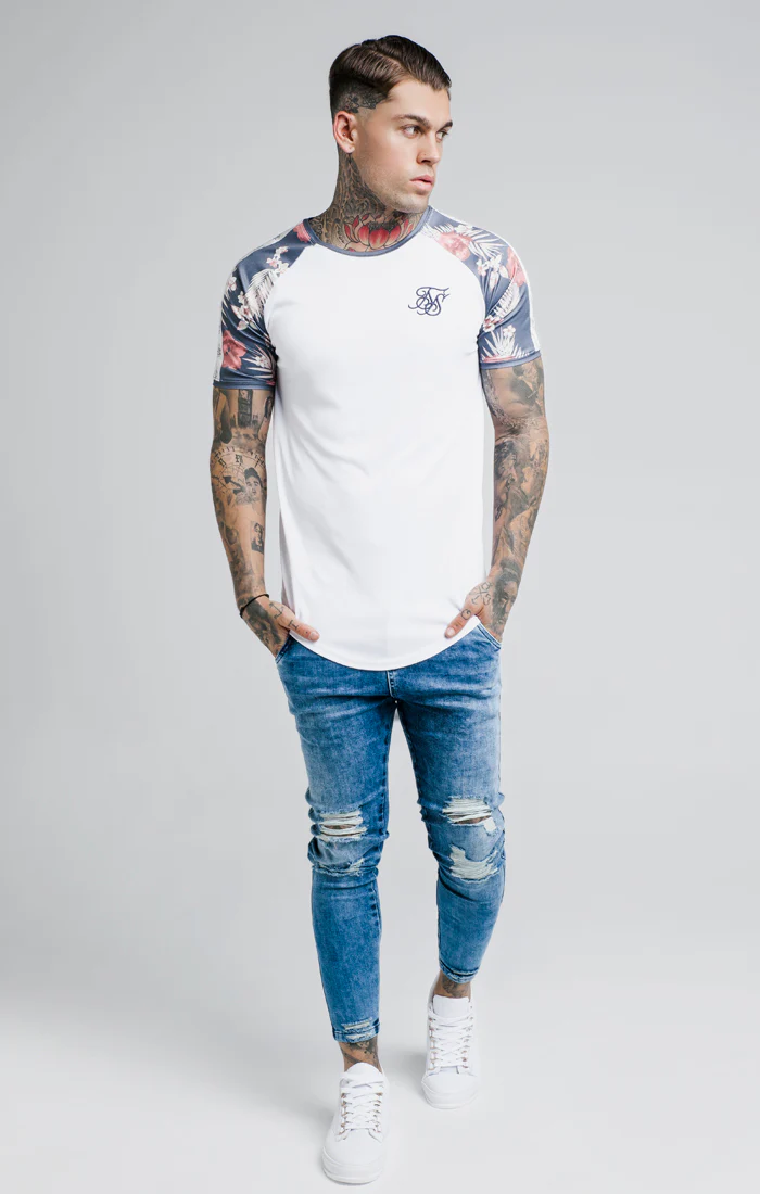 SikSilk Raglan Taped Tee - Hazey Daze - Image 5