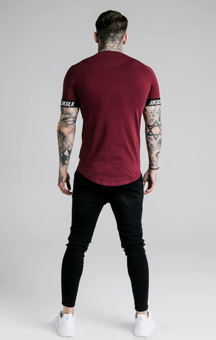 SikSilk Raglan Tech Tape Tee - Burgundy - Image 3