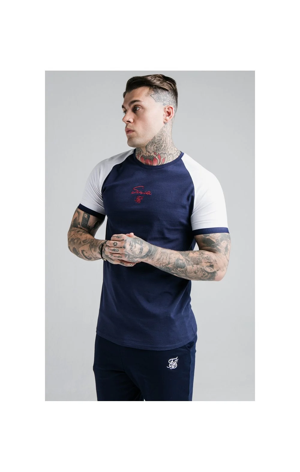 SikSilk Raglan Tech Tee - Navy