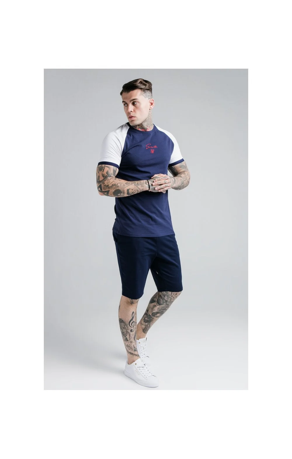 SikSilk Raglan Tech Tee - Navy - Image 5
