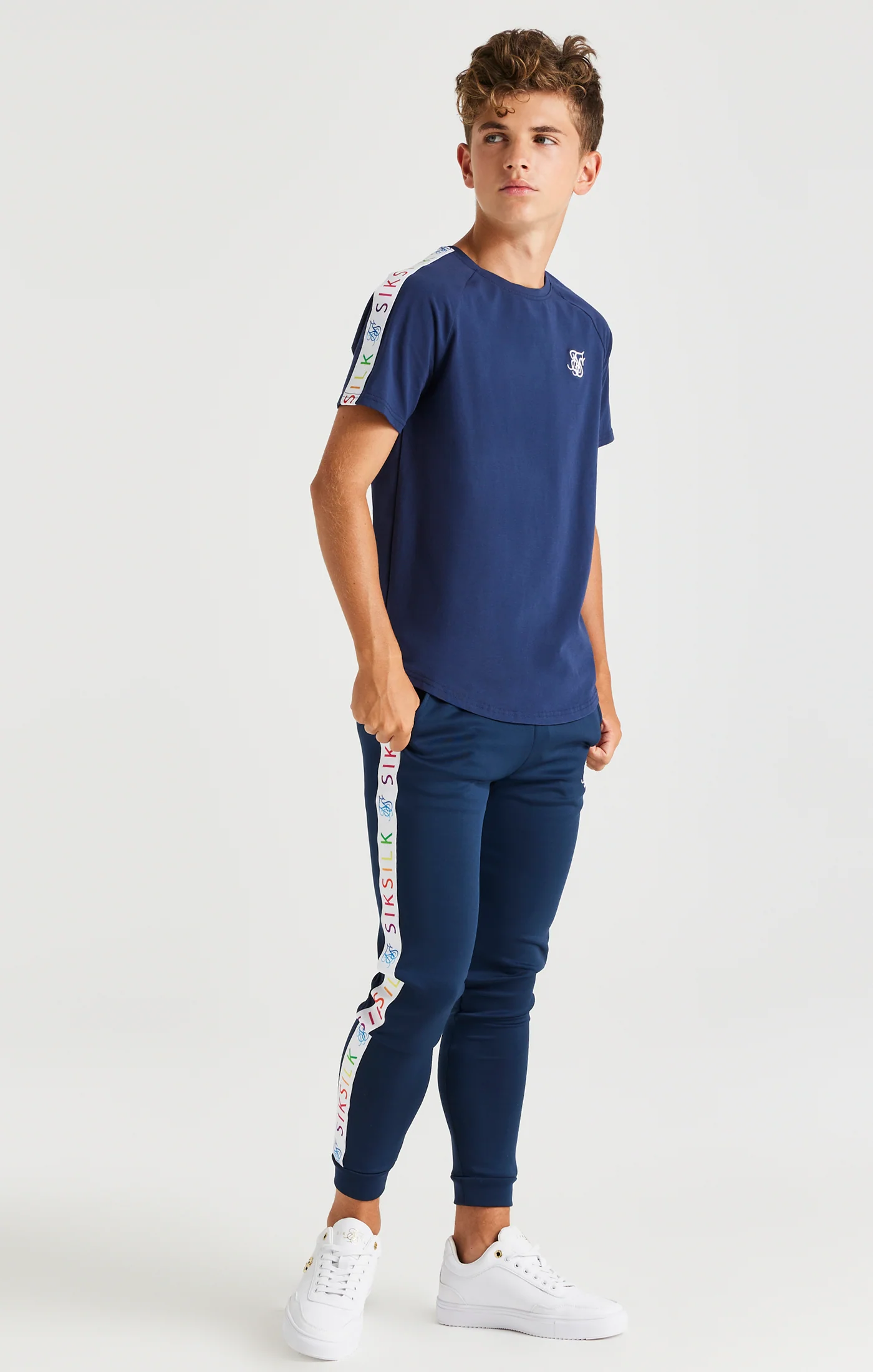 SikSilk Rainbow Raglan Tee - Navy - Image 3