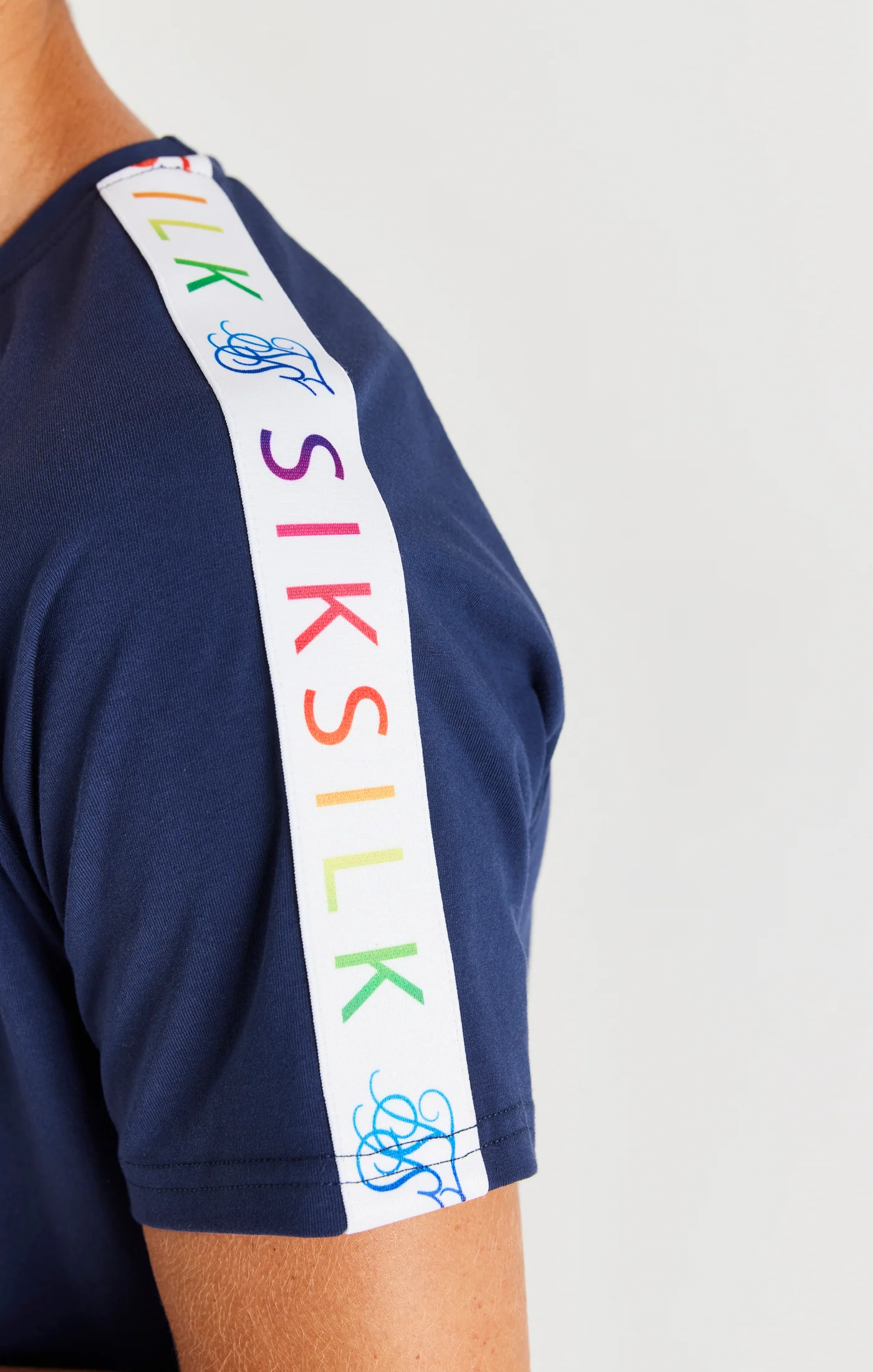 SikSilk Rainbow Raglan Tee - Navy - Image 7