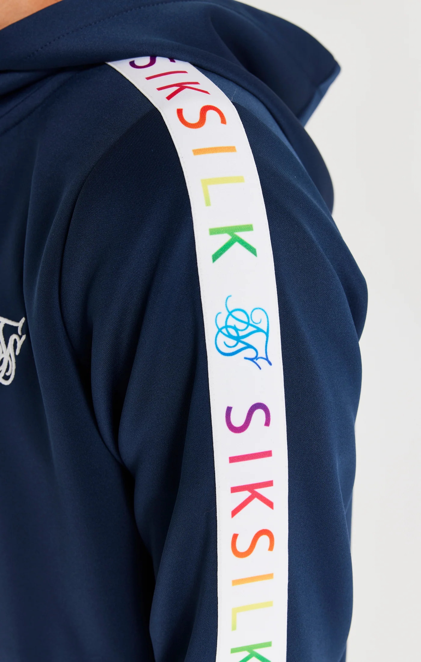 SikSilk Rainbow Zip Through Hoodie - Navy - Image 2