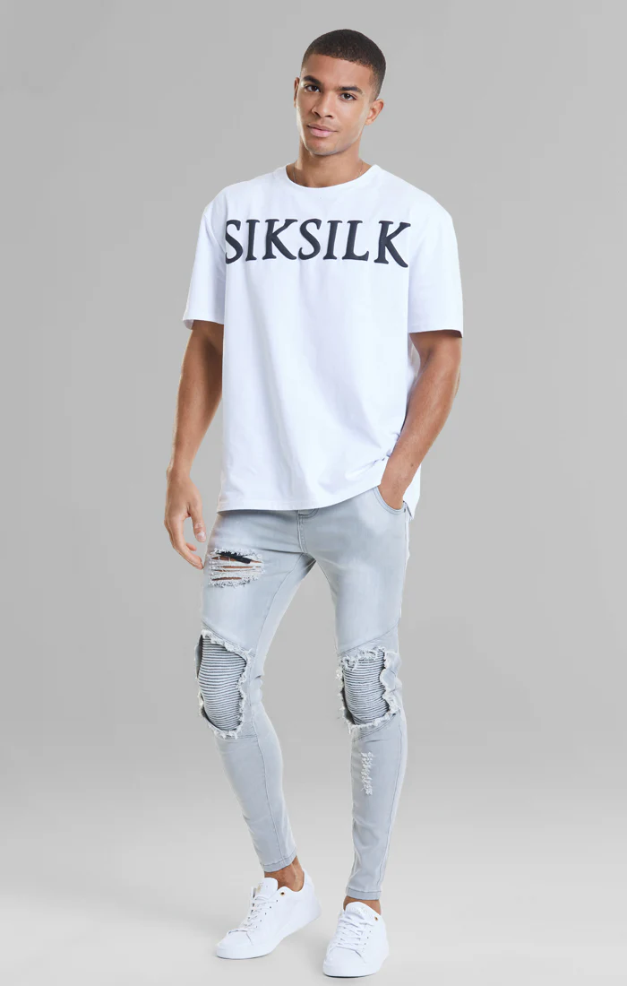 Grey Washed Distressed Biker Jean - Image 4