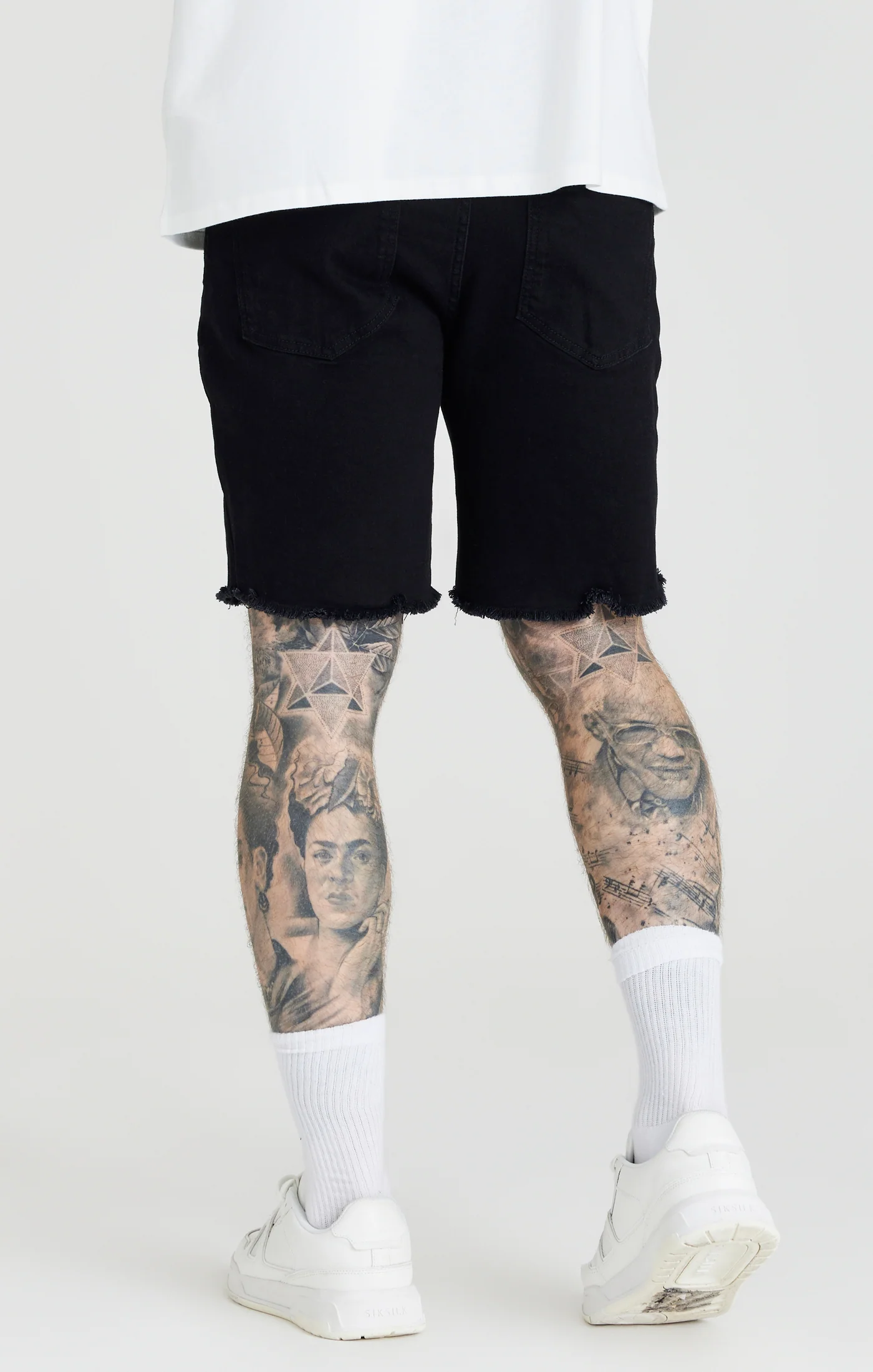 Black Distressed Denim Short - Image 3
