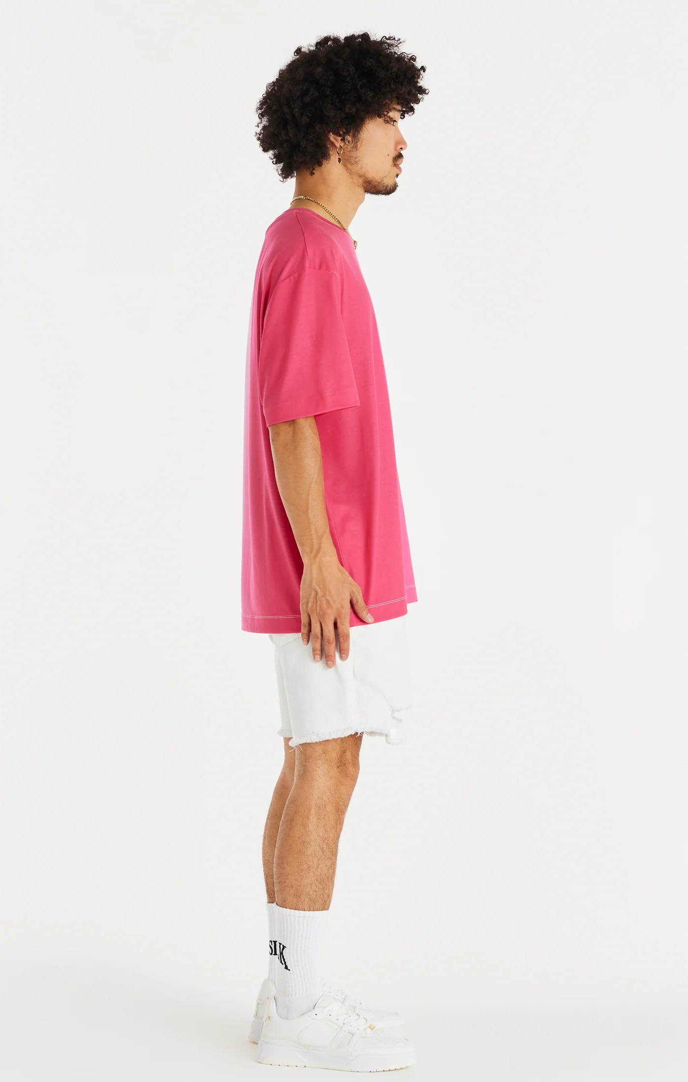 White Raw Hem Distressed Denim Short - Image 6