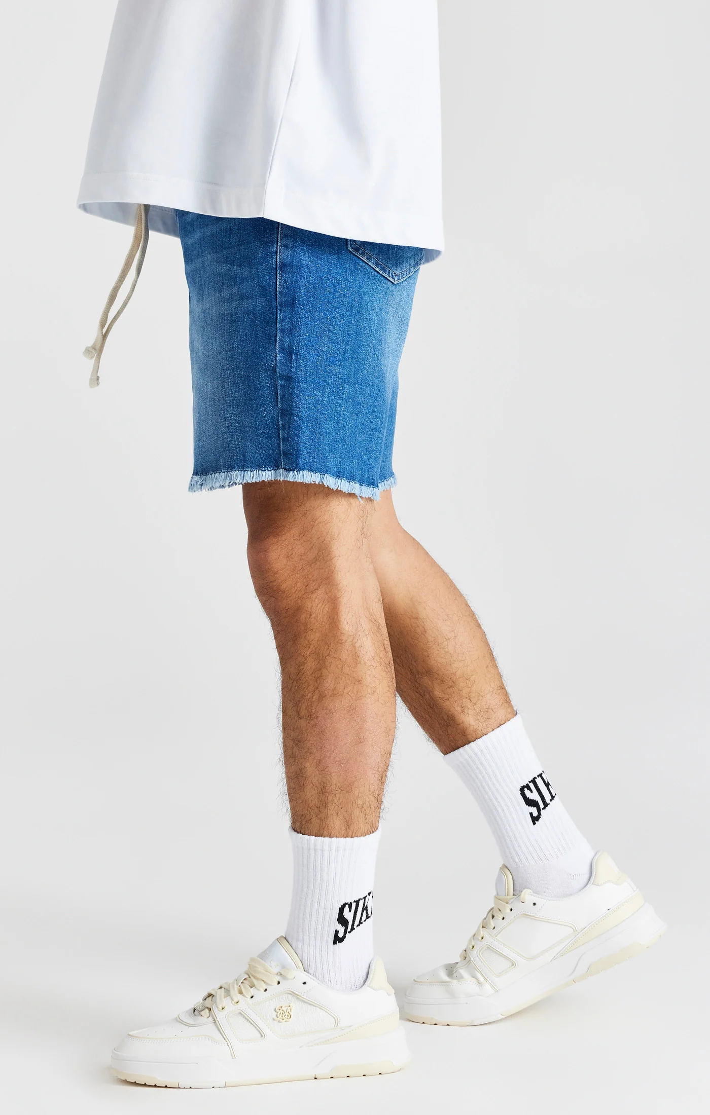 Blue Raw Hem Relaxed Denim Short - Image 2