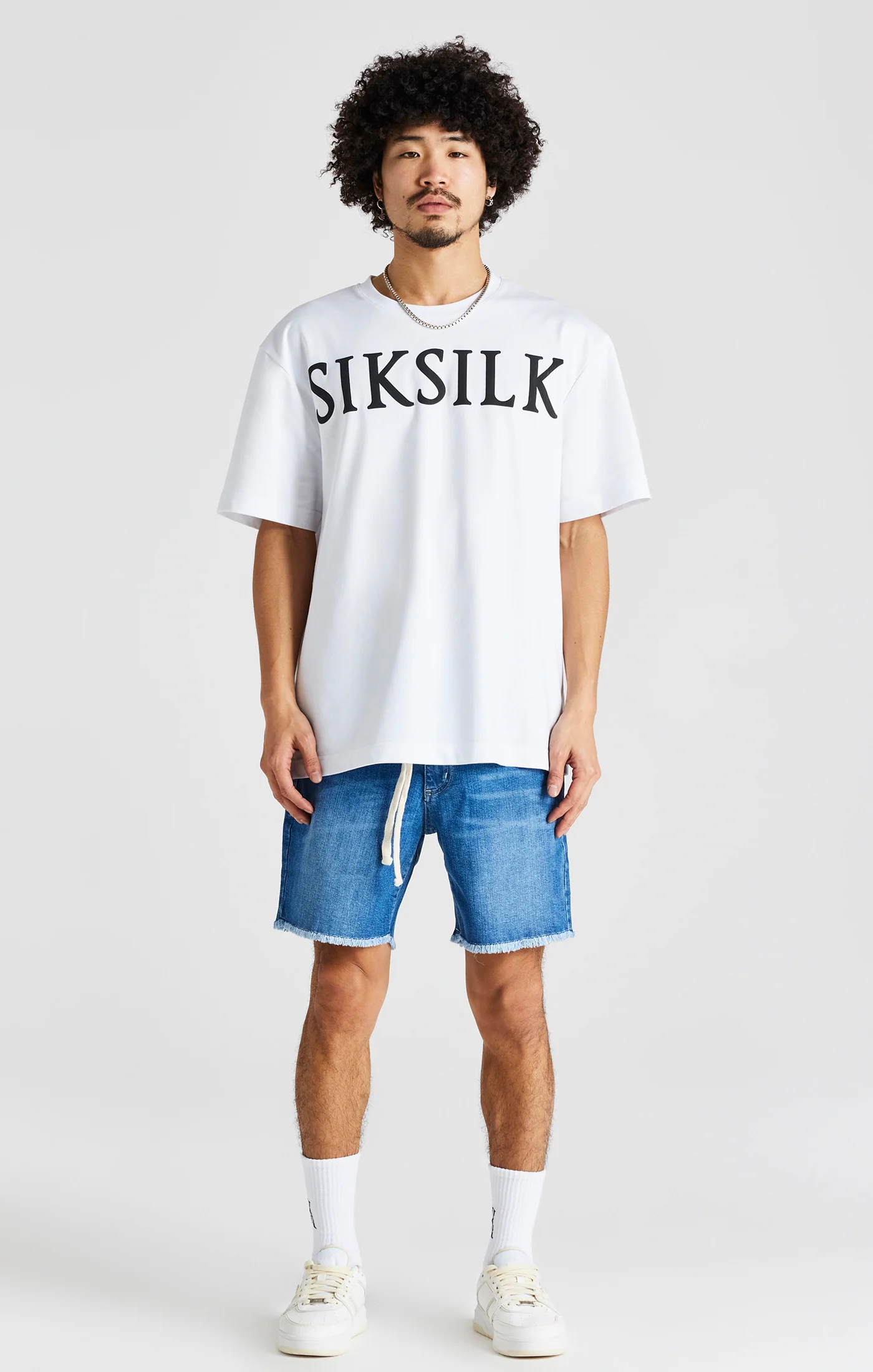 Blue Raw Hem Relaxed Denim Short - Image 3