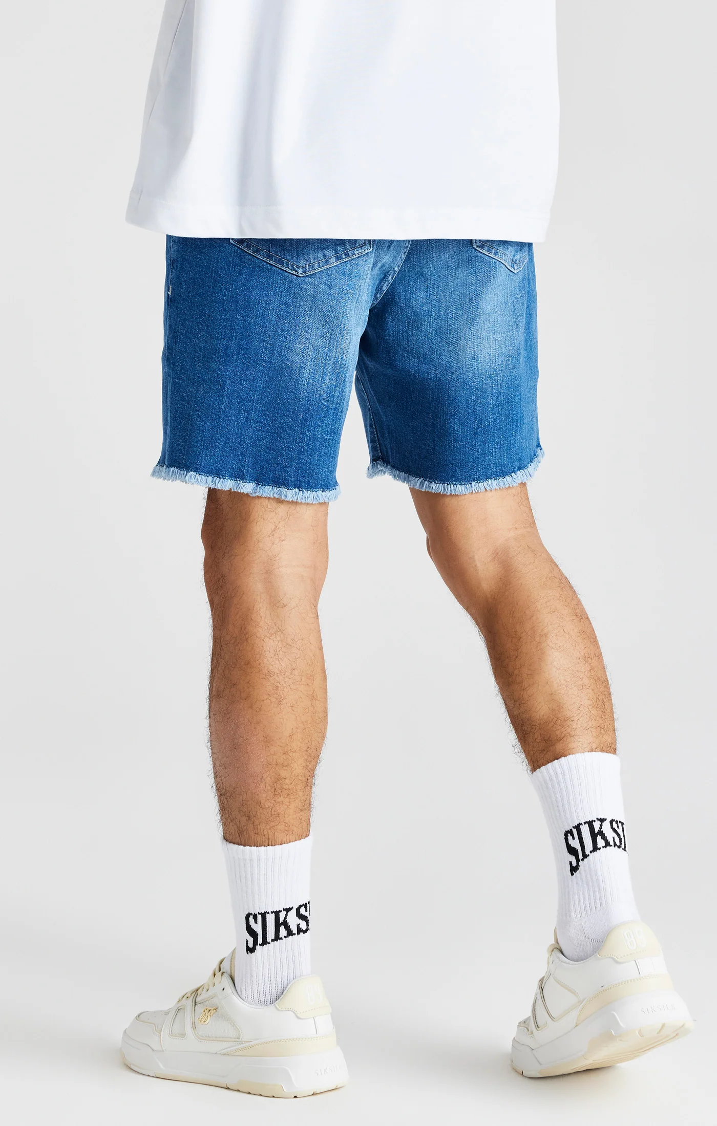 Blue Raw Hem Relaxed Denim Short - Image 4