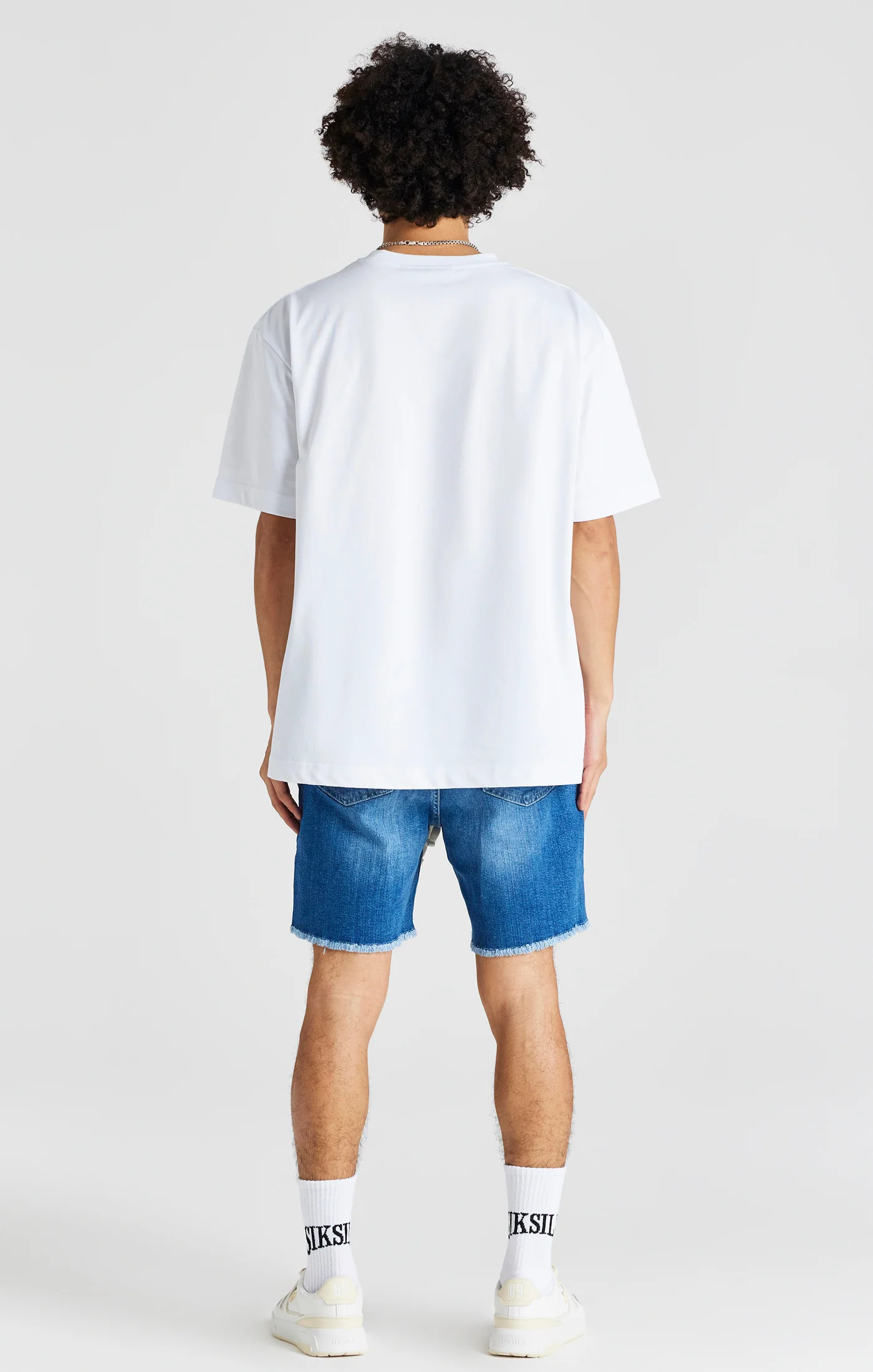Blue Raw Hem Relaxed Denim Short - Image 5