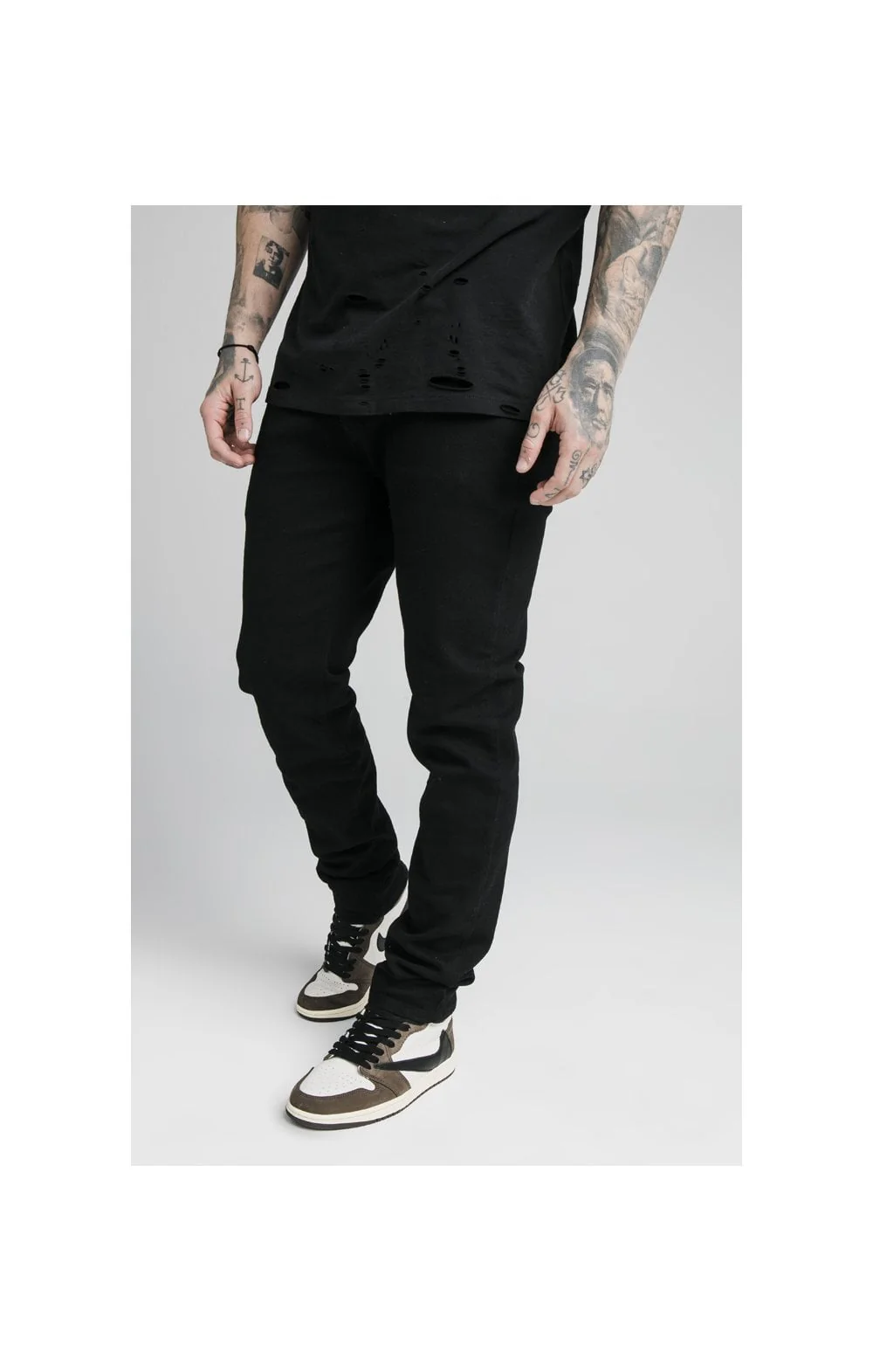 SikSilk Raw Loose Fit Jeans - Black