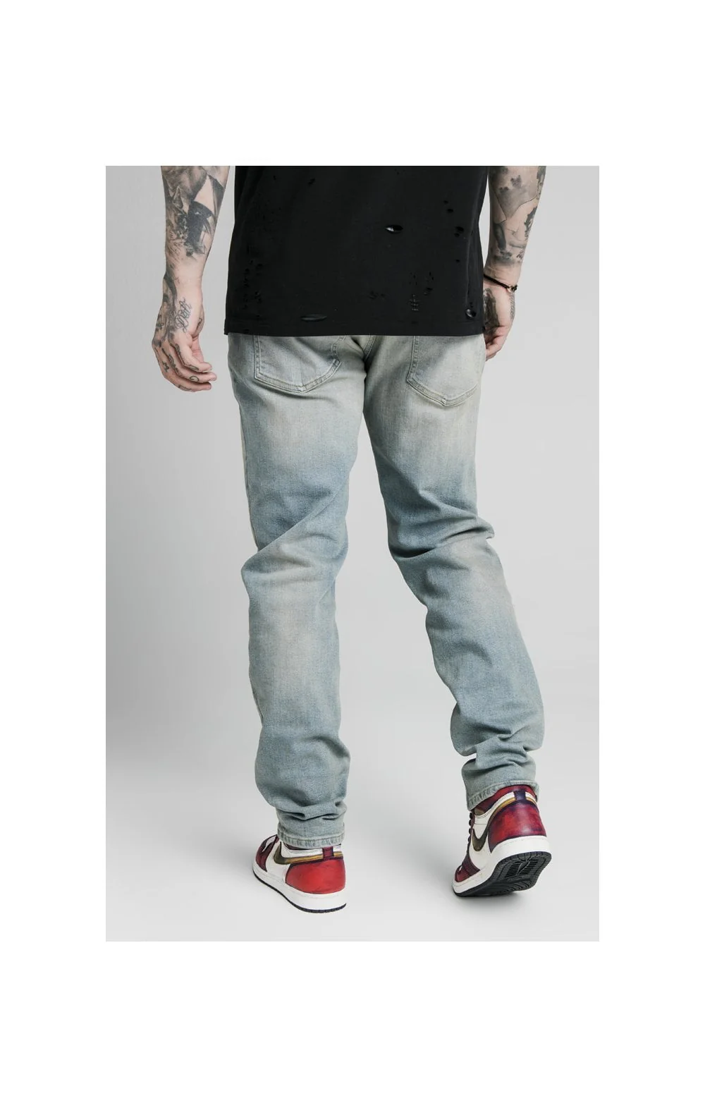 SikSilk Raw Loose Fit Jeans - Light Blue Wash - Image 4