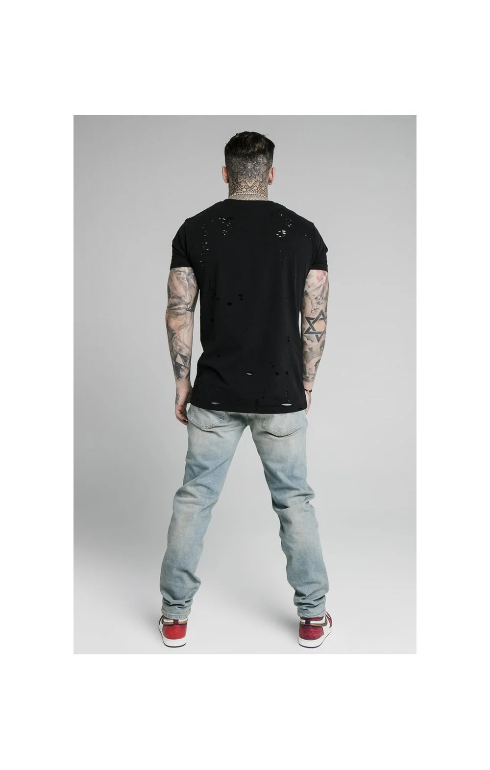 SikSilk Raw Loose Fit Jeans - Light Blue Wash - Image 7