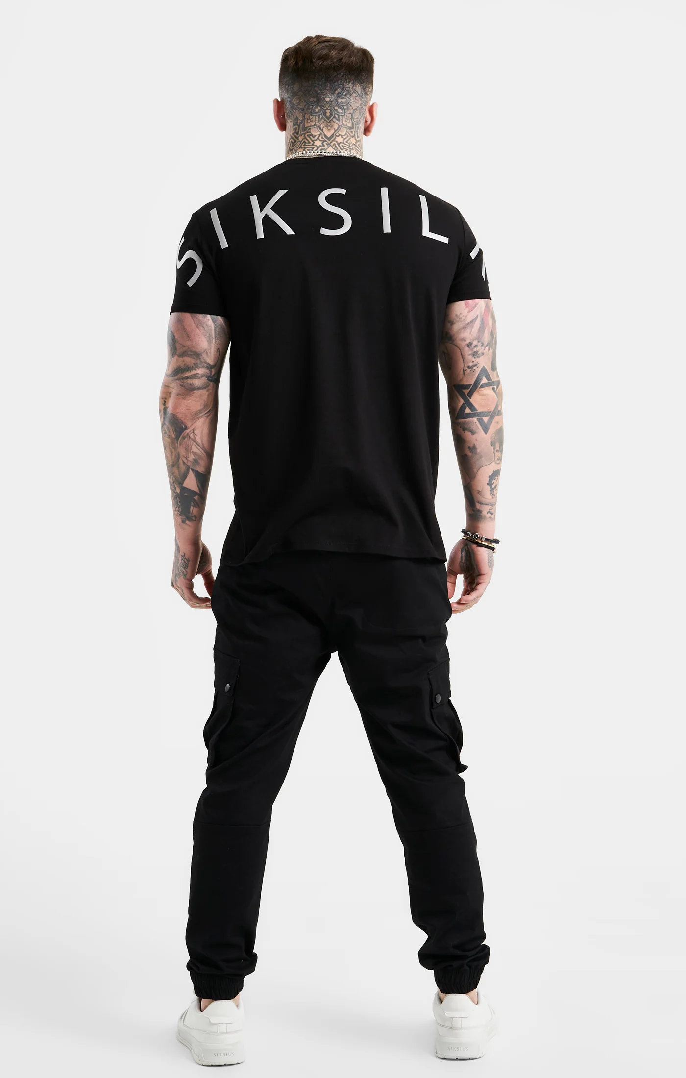 SikSilk Rear Logo T-Shirt - Black & Gold - Image 5