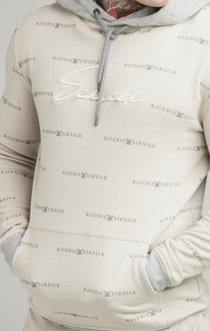 Beige Reflect Print Overhead Hoodie - Image 2