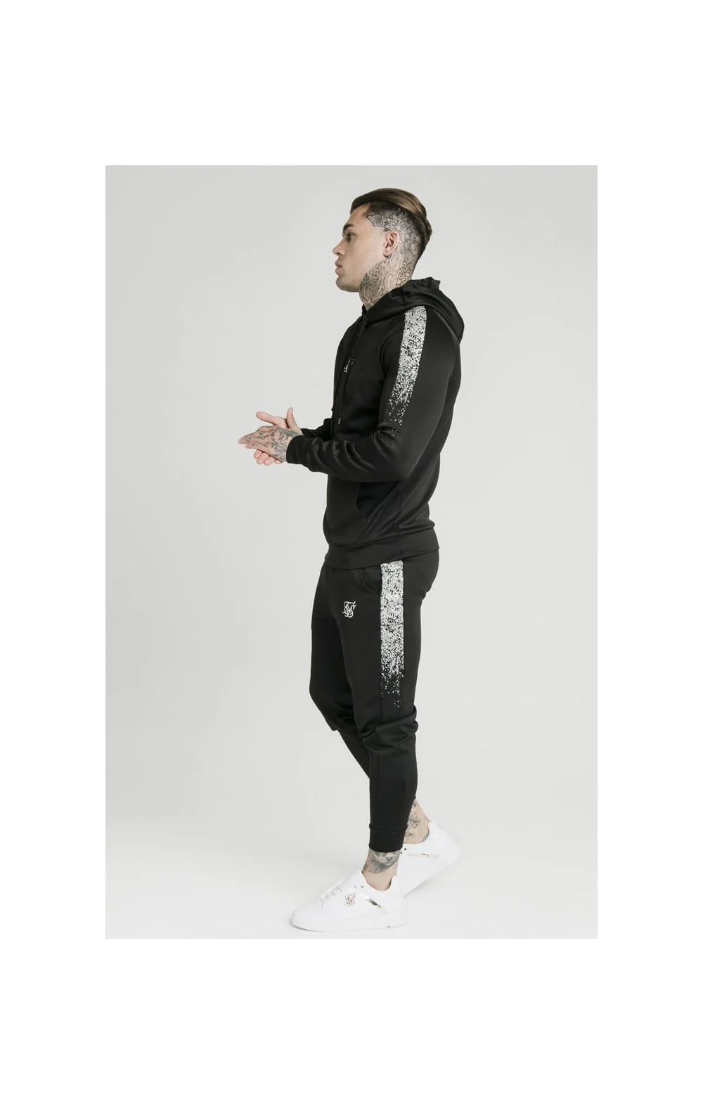 SikSilk Reflective Speckle Cuffed Joggers - Black - Image 5