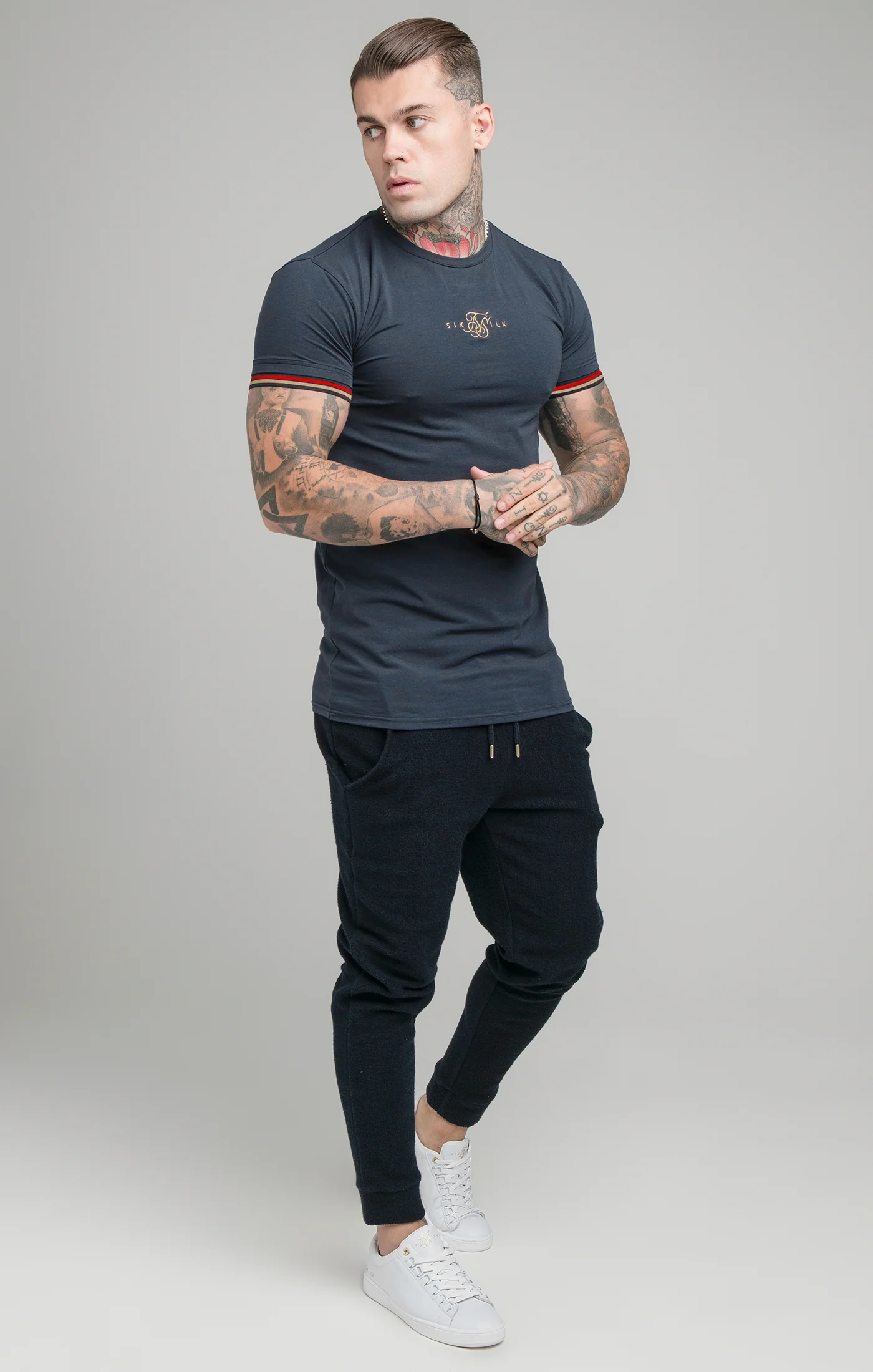 SikSilk Reign Tech Tee - Navy - Image 4