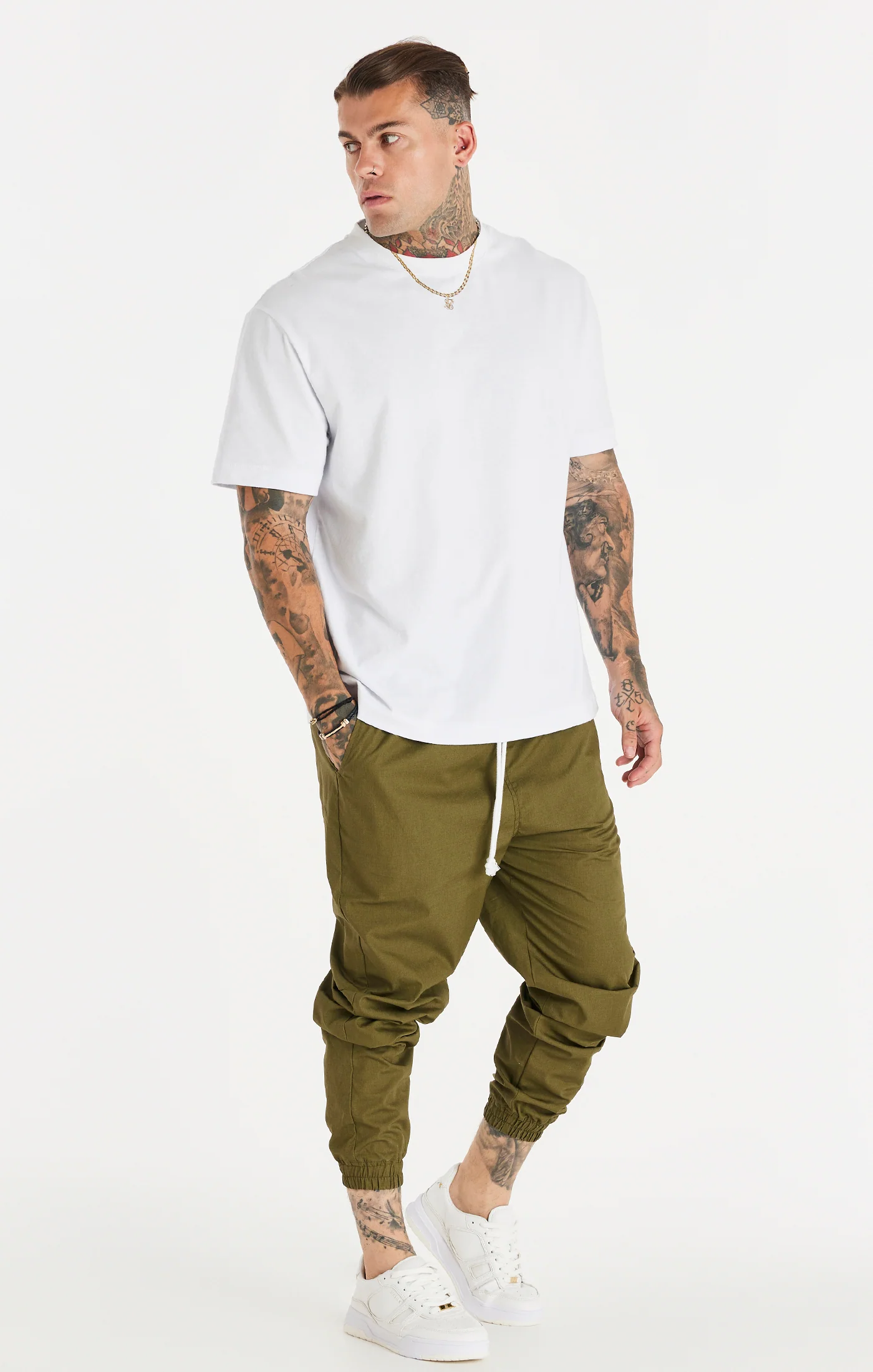 Khaki Essential Relaxed Trousers - Image 5