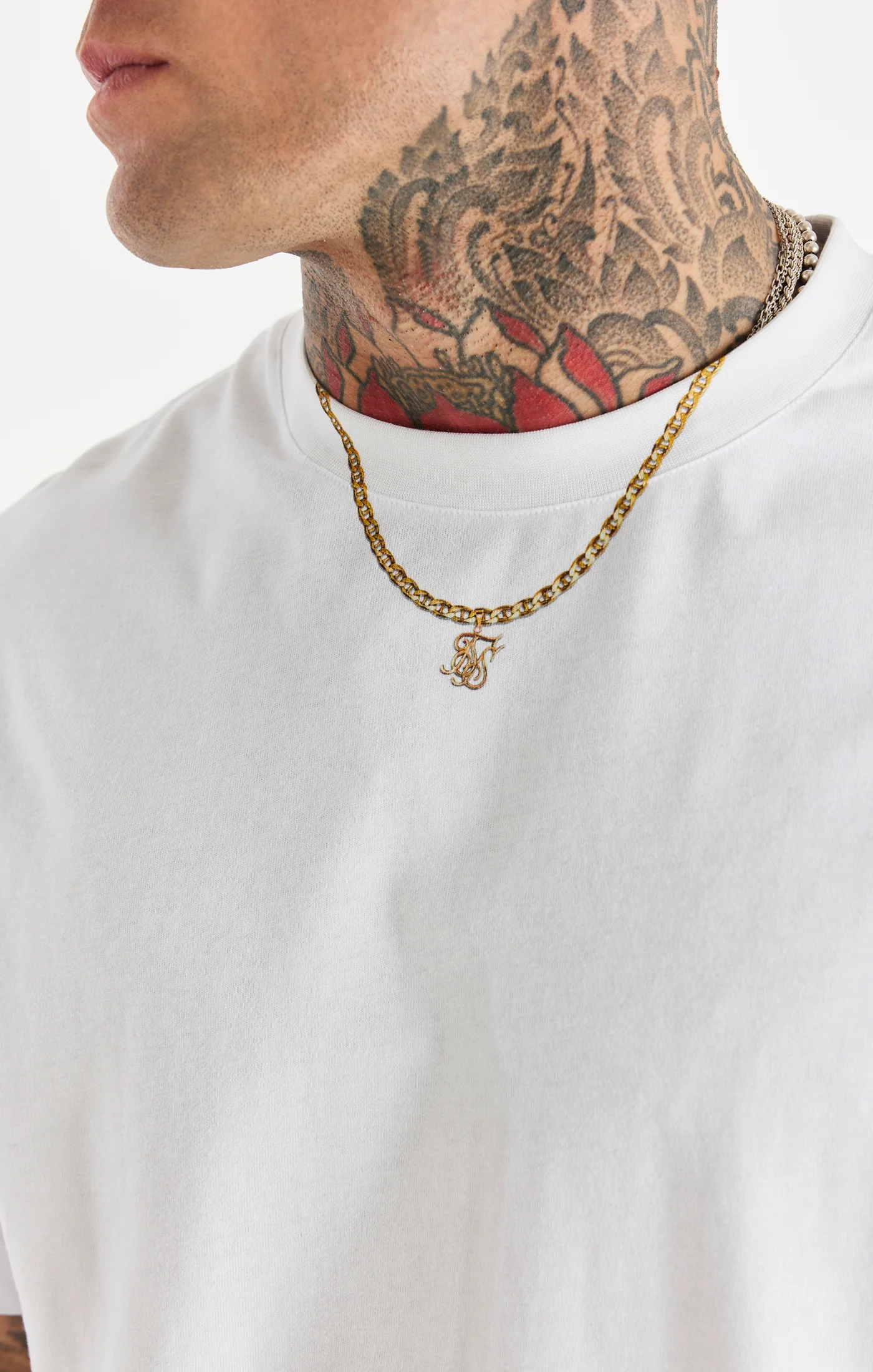 White Relaxed Printed Chain T-Shirt - Image 2