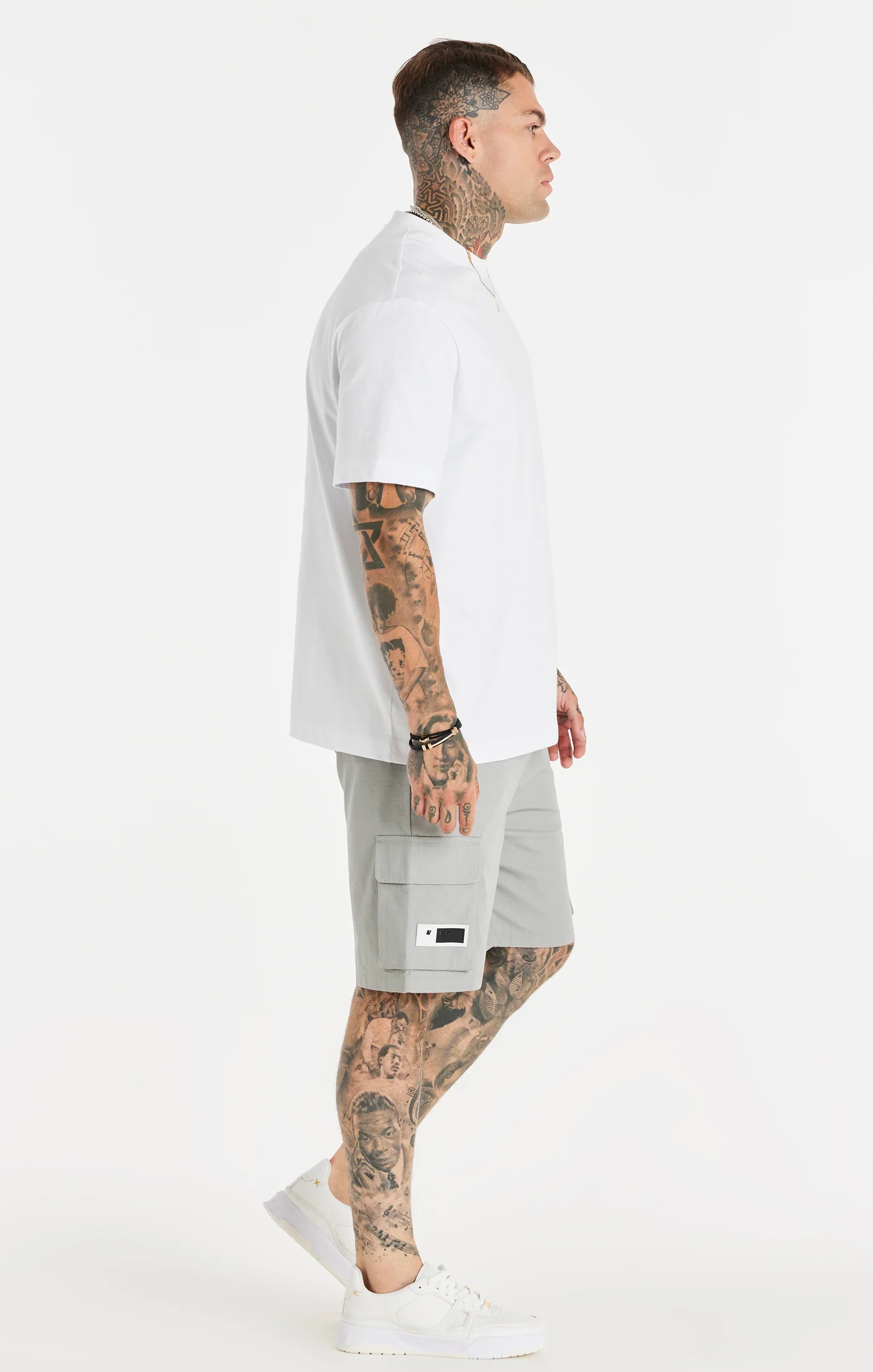 White Relaxed Printed Chain T-Shirt - Image 4