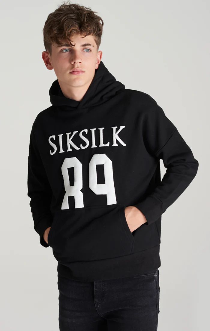 Boys Black Relaxed Fit Hoodie - Image 2
