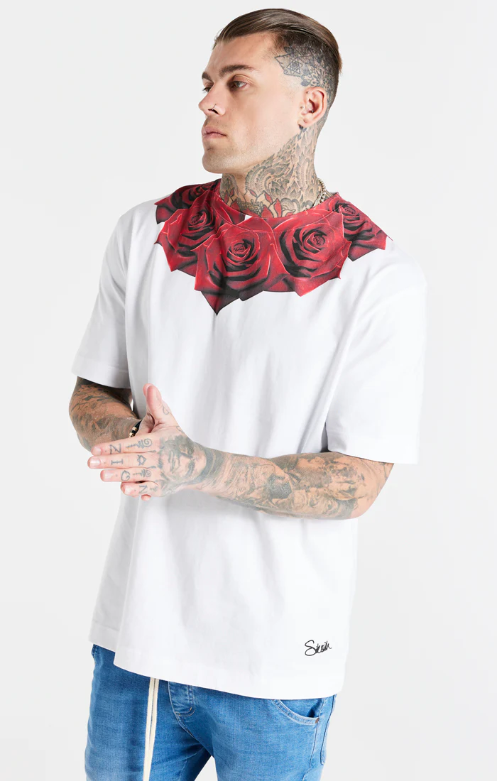 SikSilk Relaxed Fit Rose Tee - White - Image 2