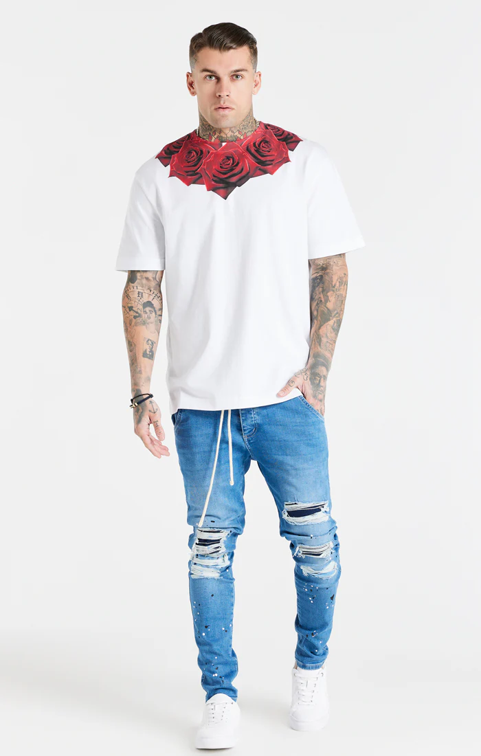 SikSilk Relaxed Fit Rose Tee - White - Image 5