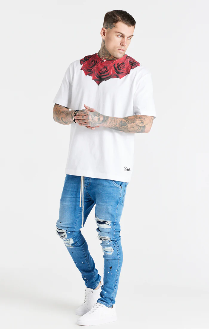 SikSilk Relaxed Fit Rose Tee - White - Image 6