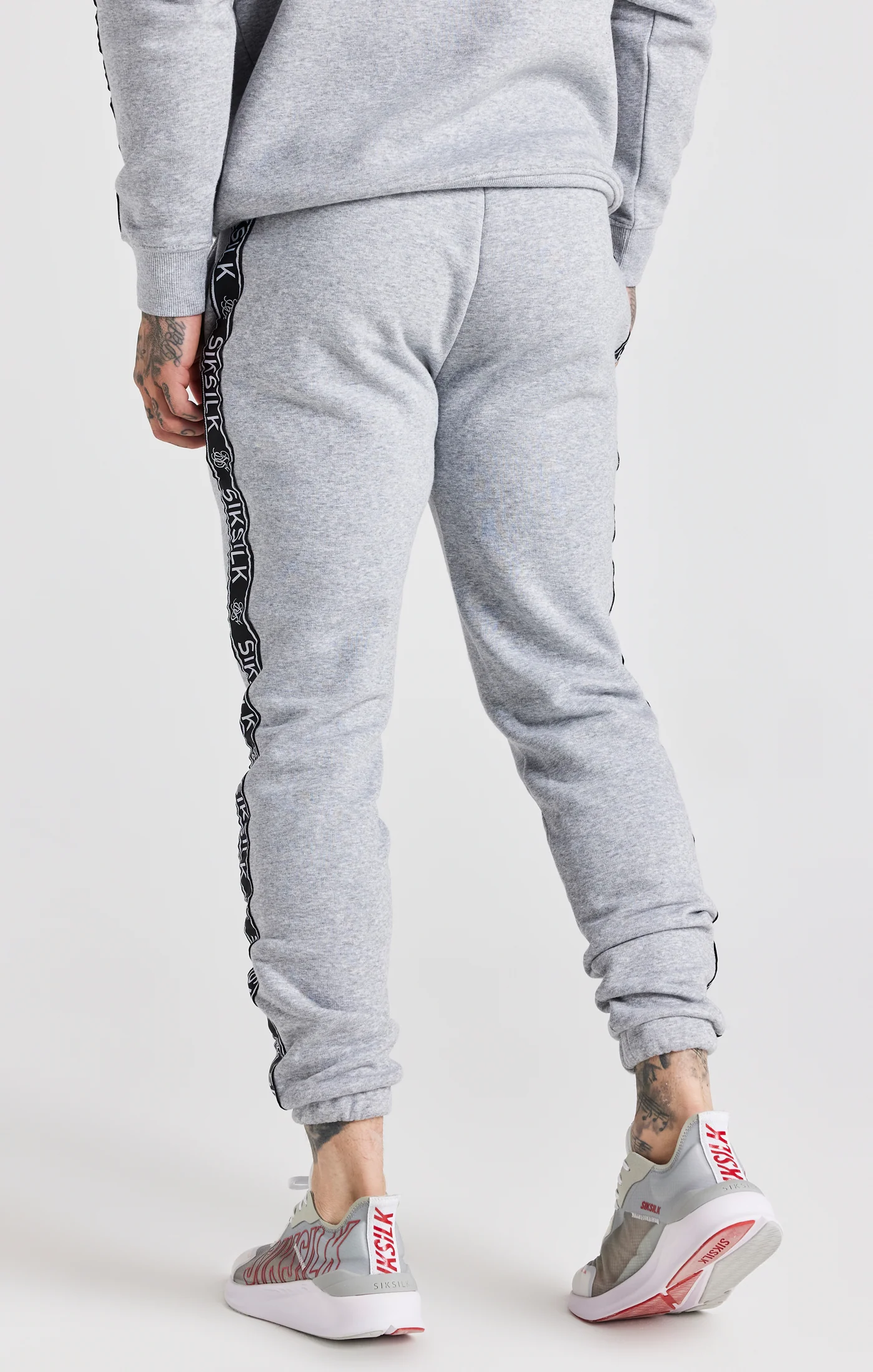 Grey Taped Hoodie And Pant Tracksuit Set - Image 10