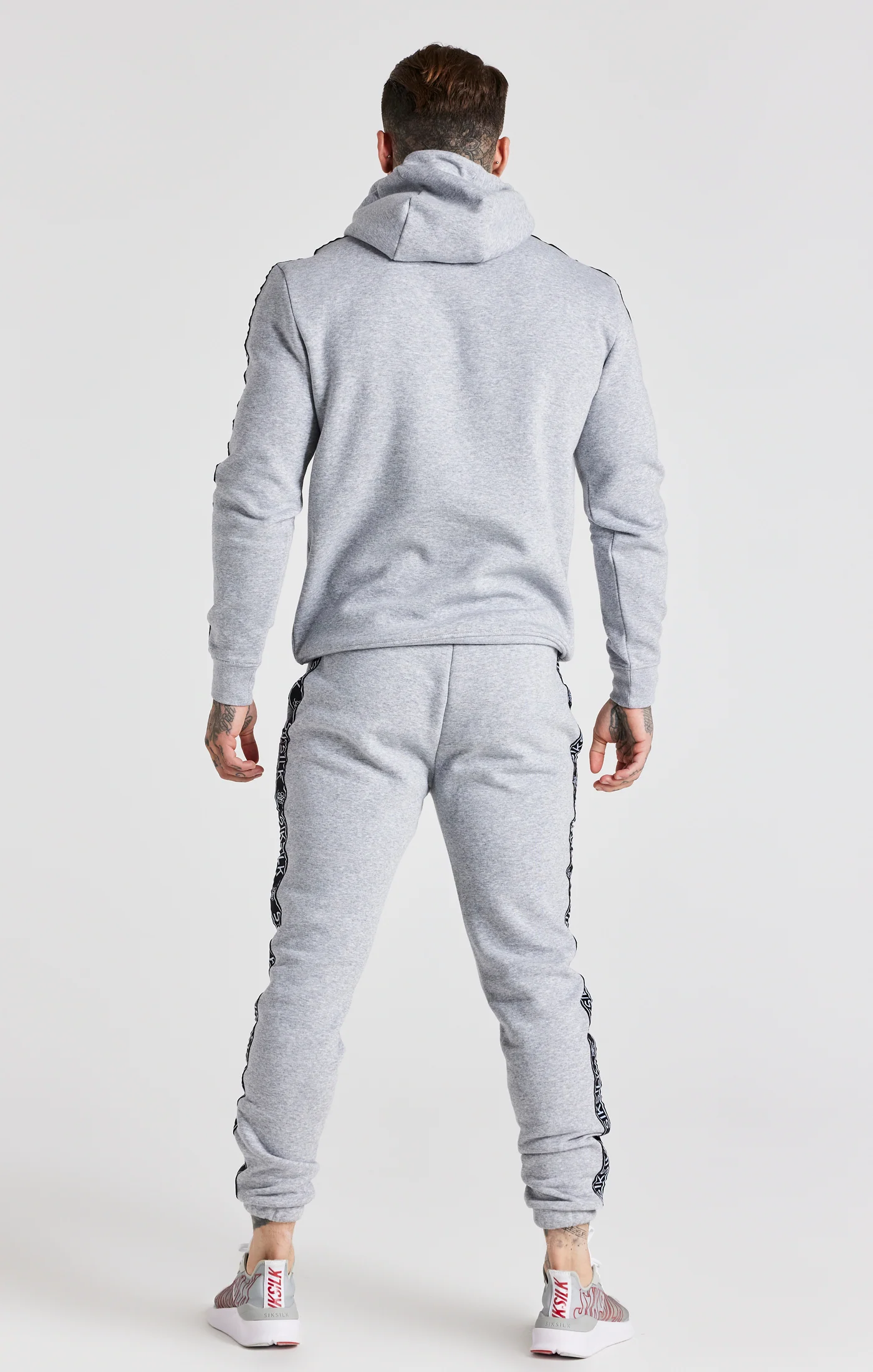 Grey Taped Hoodie And Pant Tracksuit Set - Image 6