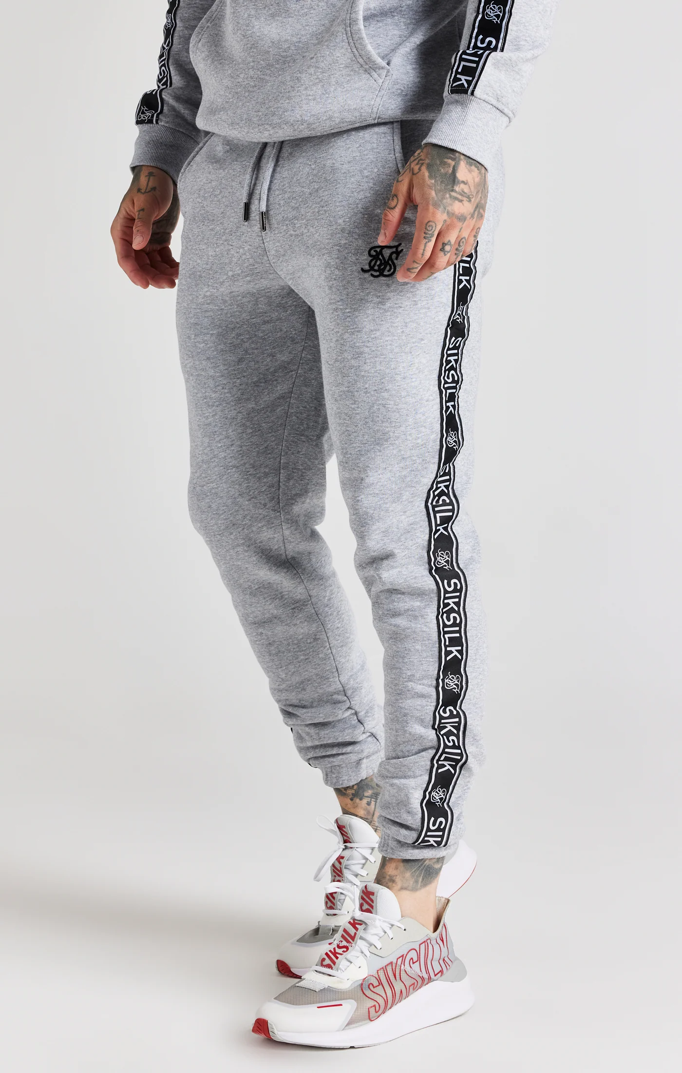 Grey Taped Hoodie And Pant Tracksuit Set - Image 7
