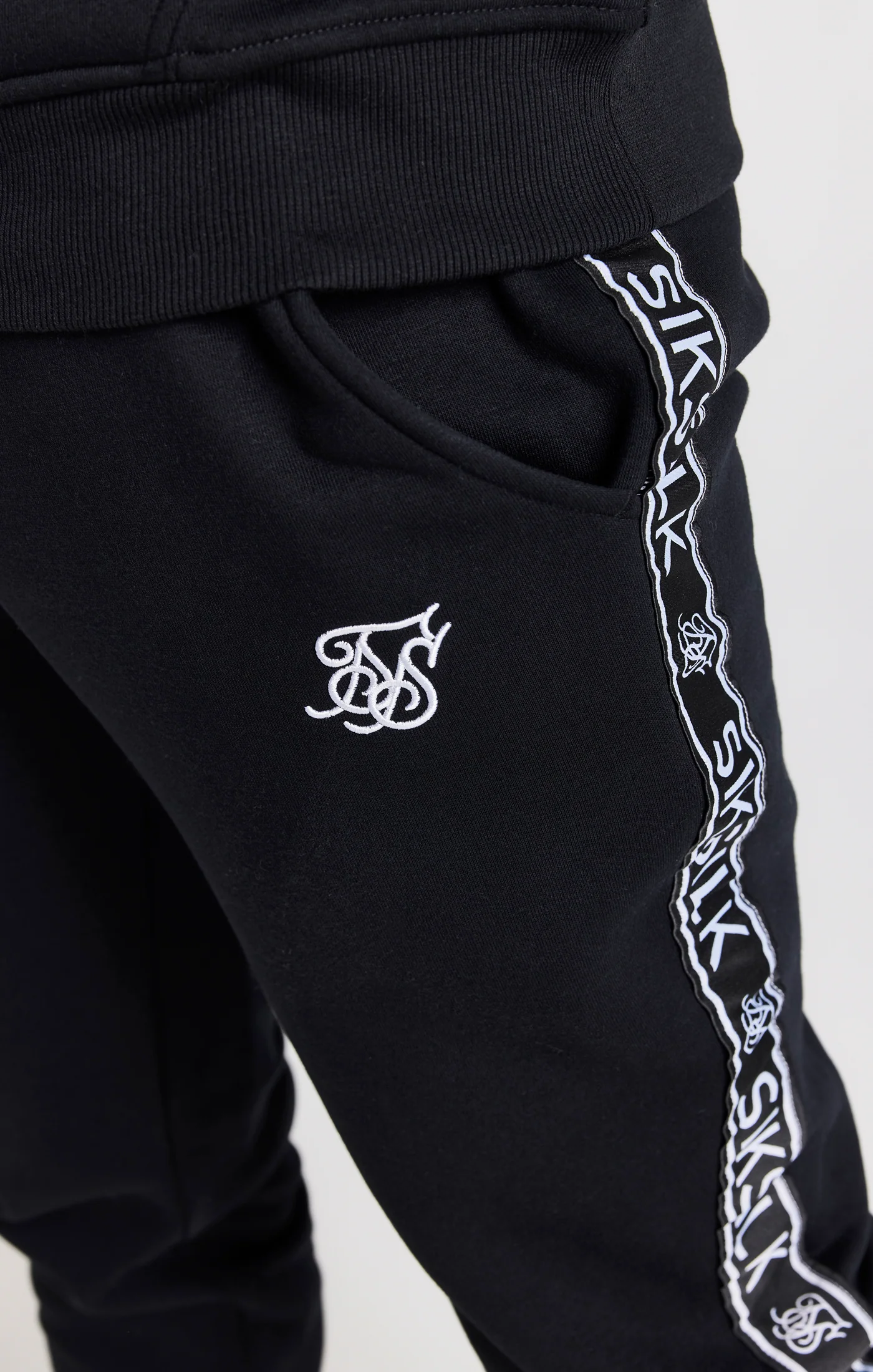 Black Taped Hoodie And Pant Tracksuit Set - Image 2