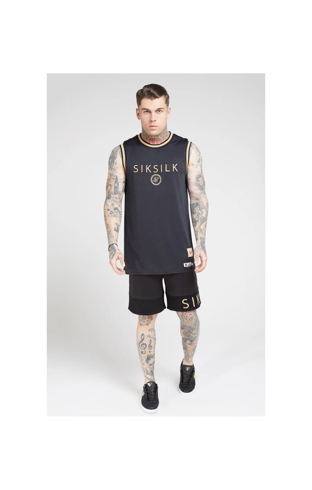 SikSilk Relaxed Shorts - Black & Gold - Image 5