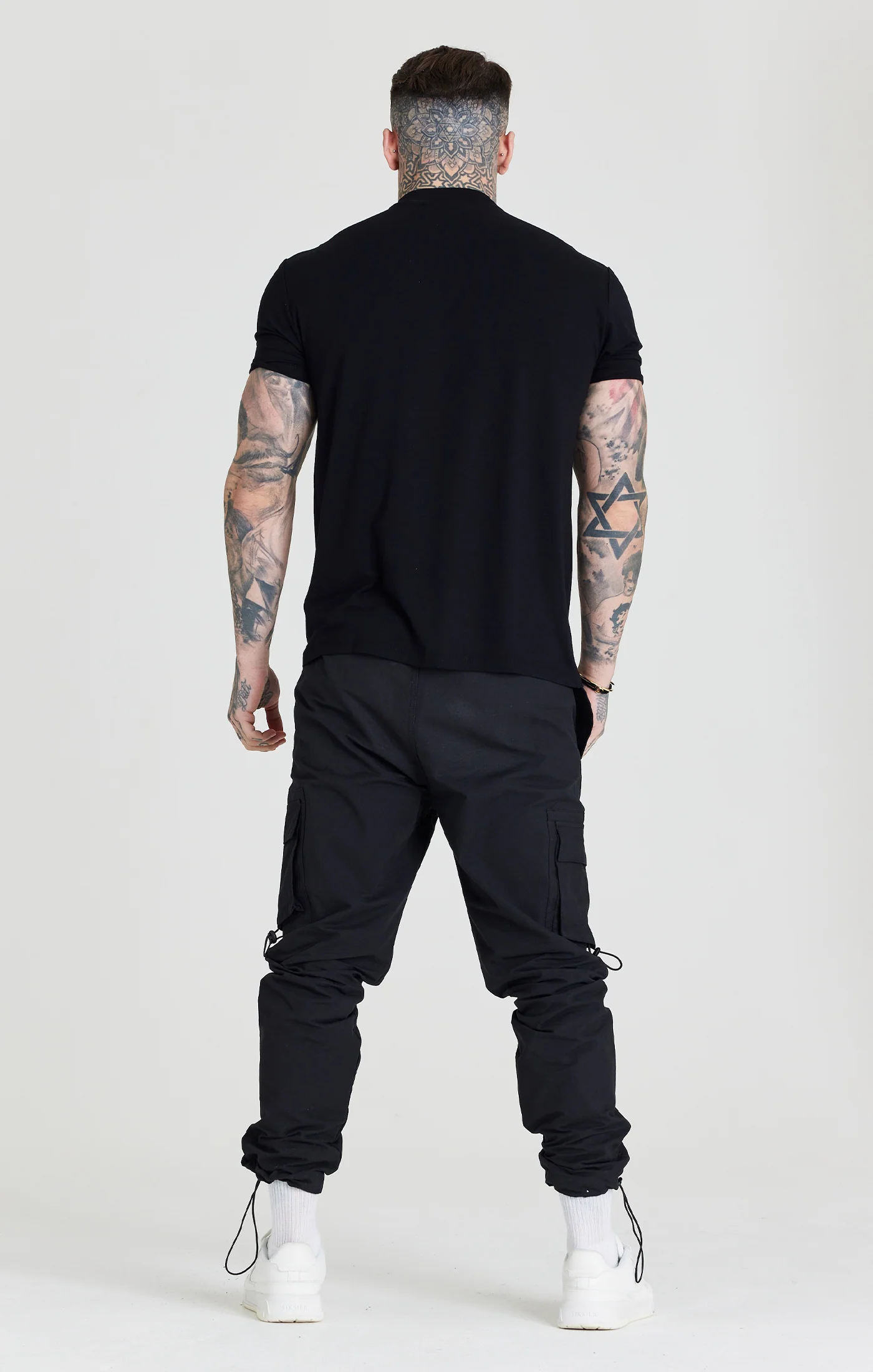 SikSilk Relaxed Toggle Cuff Cargo Pants - Washed Black - Image 5