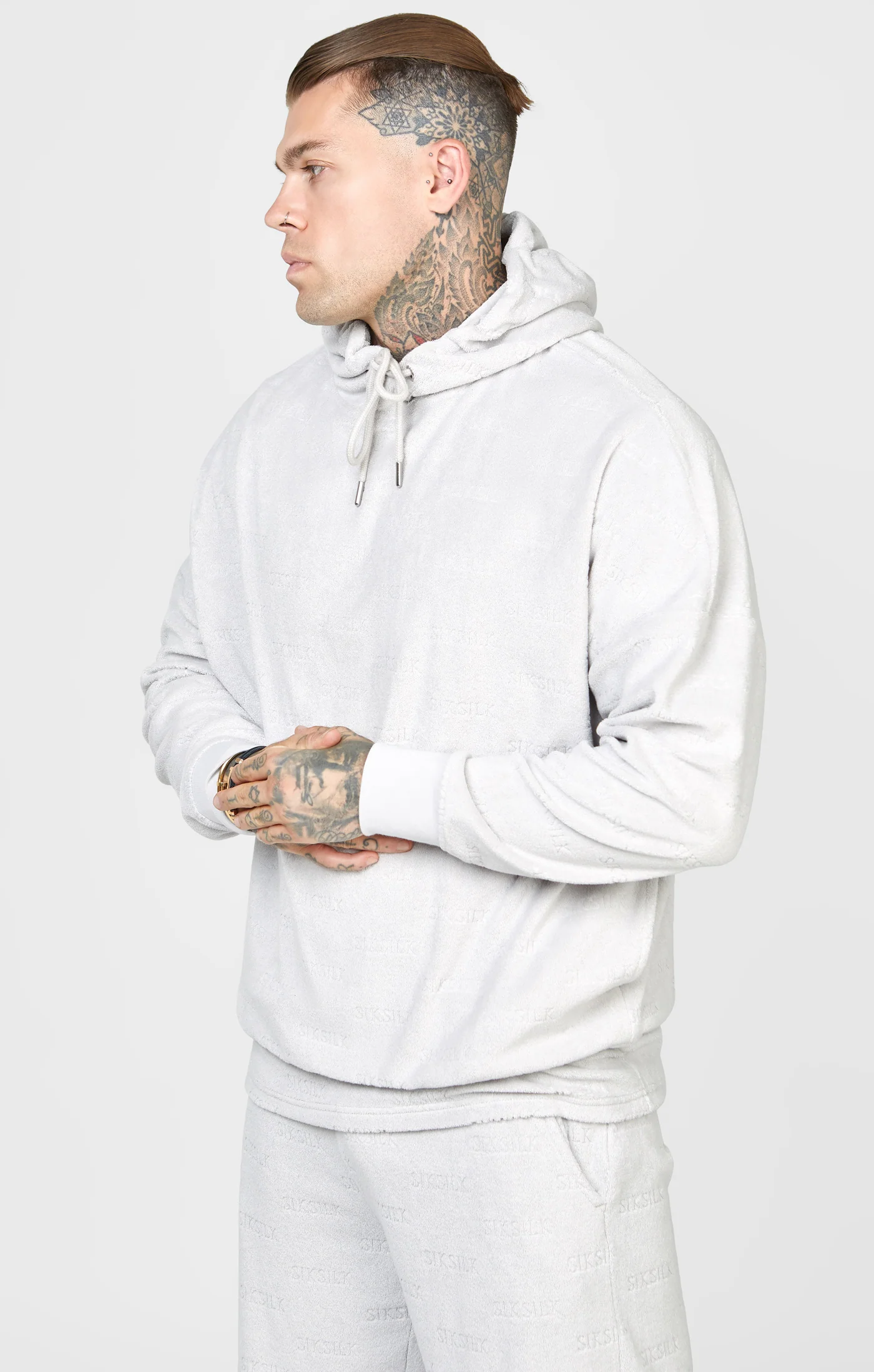 Grey Towelling Oversized Hoodie