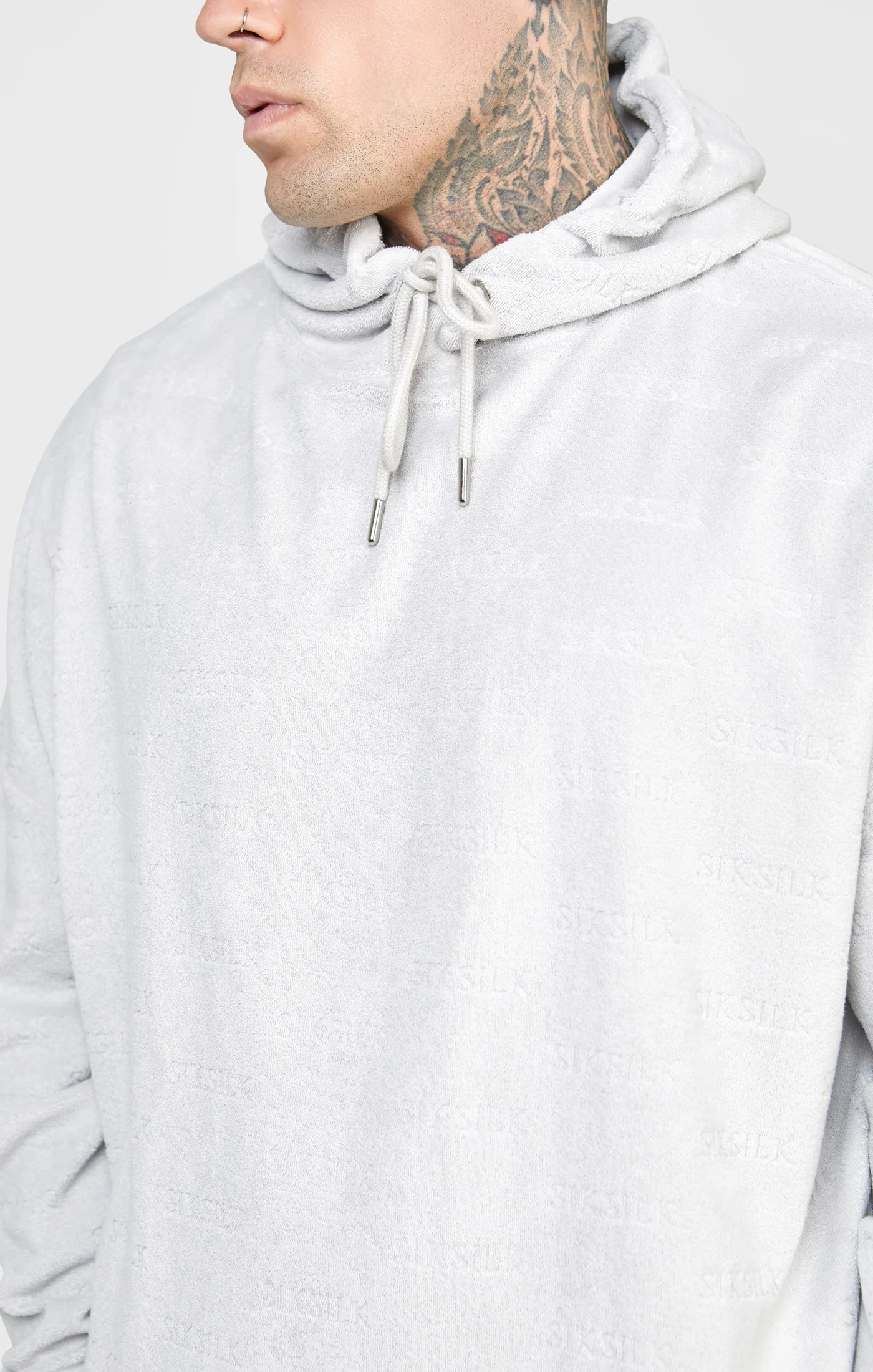 Grey Towelling Oversized Hoodie - Image 2