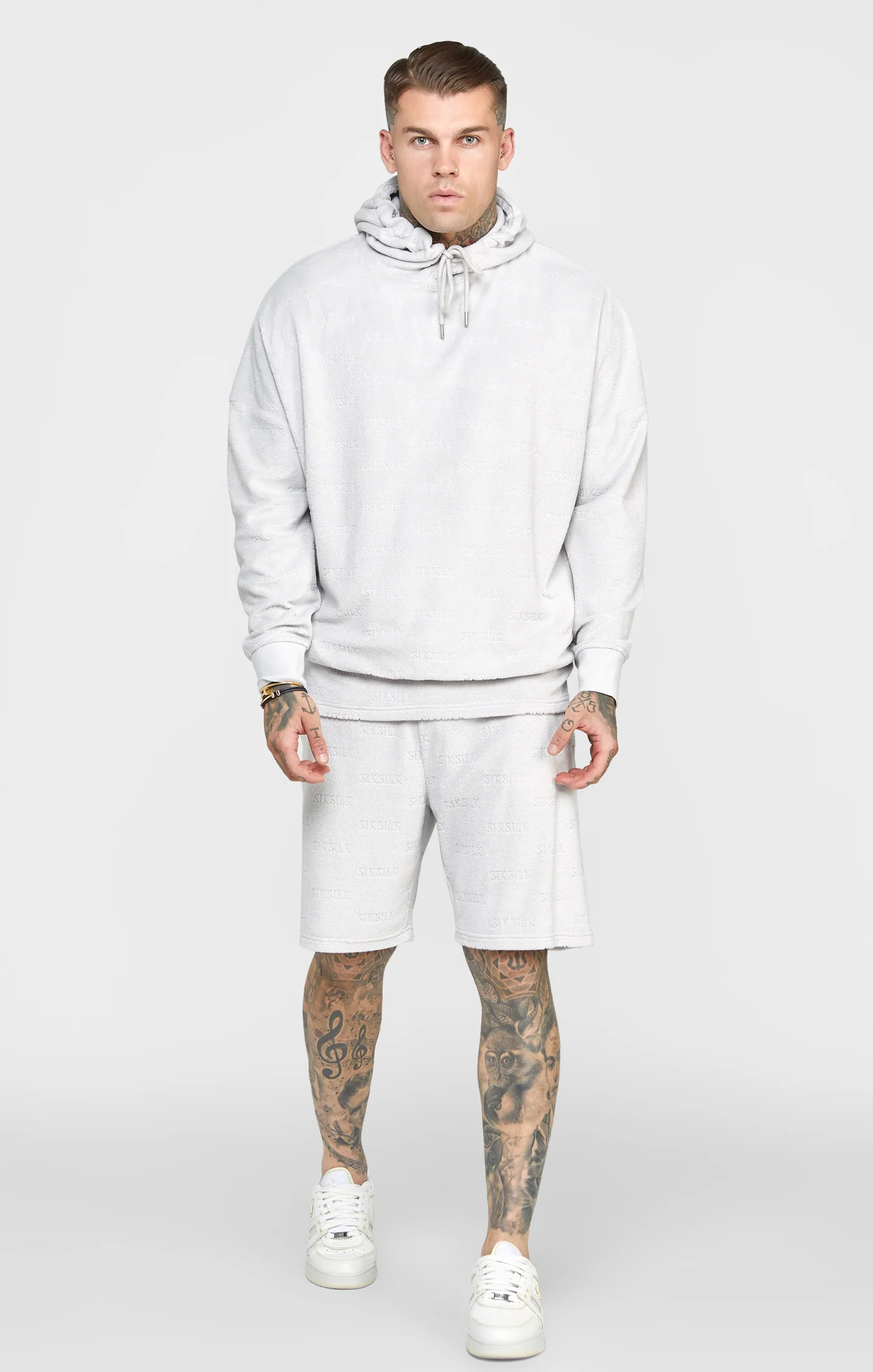 Grey Towelling Oversized Hoodie - Image 3