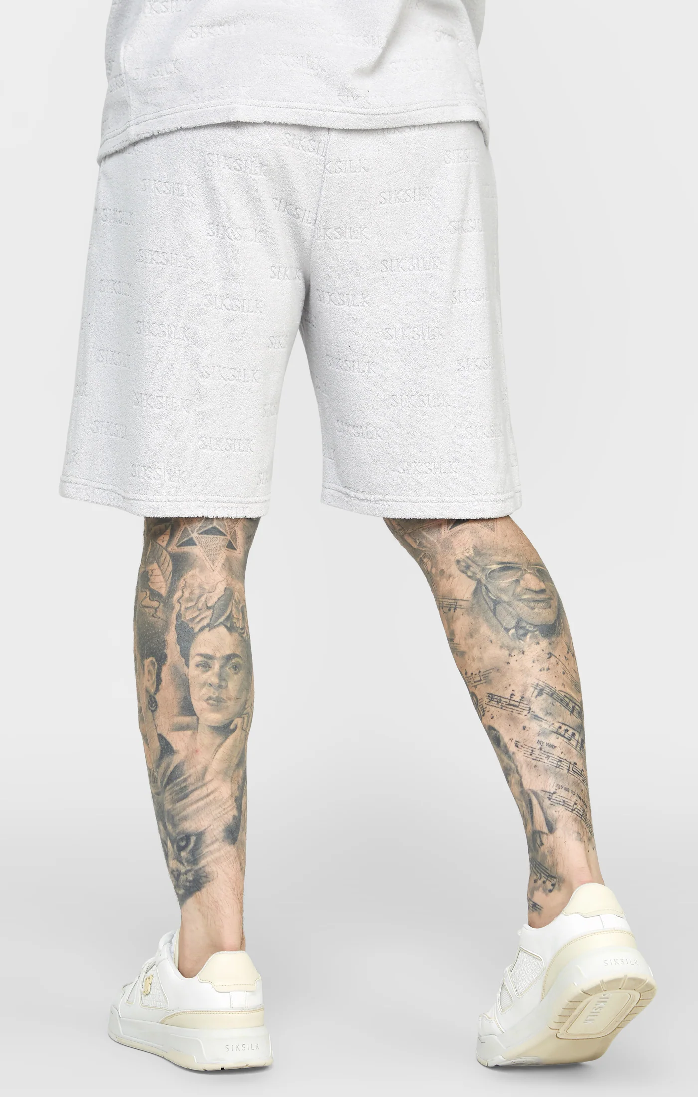 Grey Repeat Logo Towelling Short - Image 4