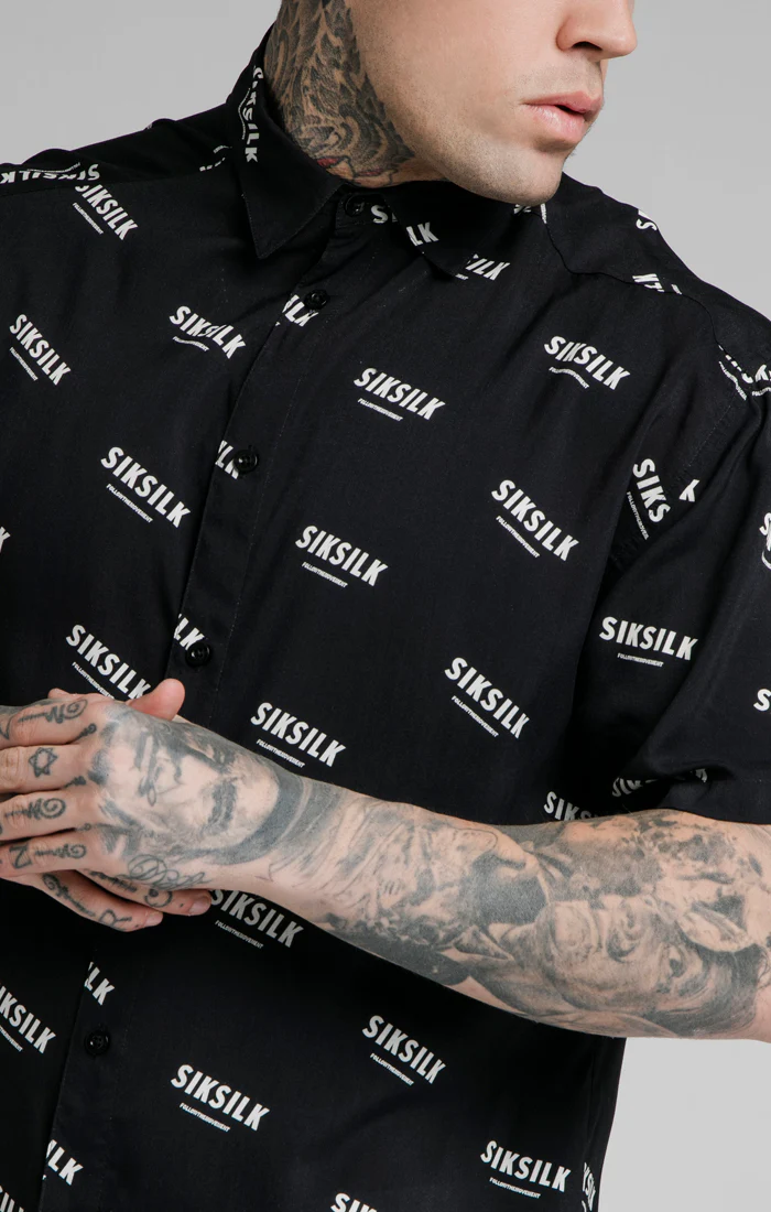 Black Print Resort Shirt - Image 3