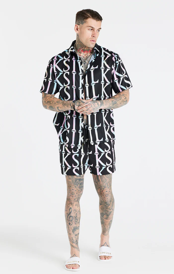 Black Repeat Print Resort Shirt - Image 3