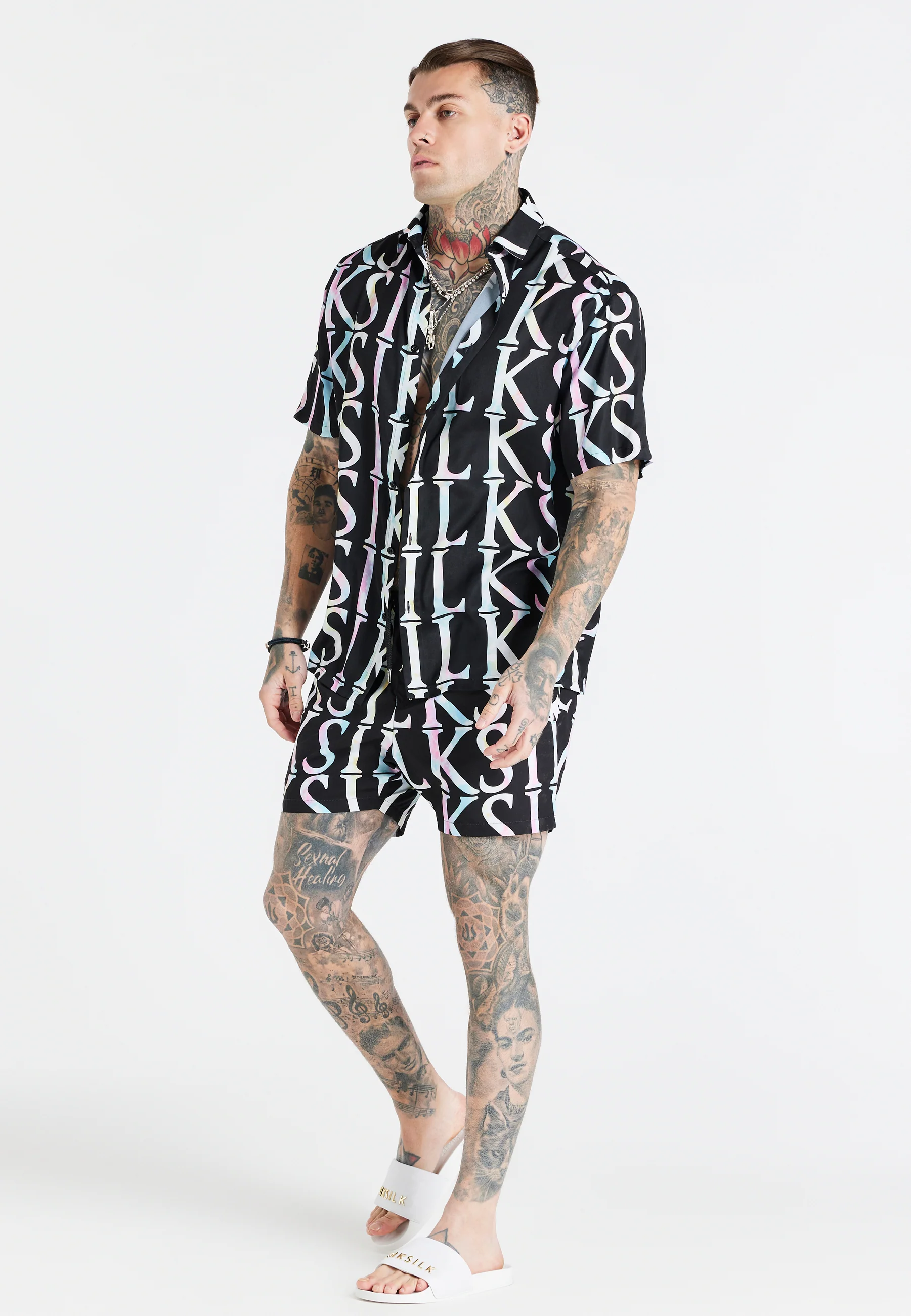 Black Repeat Print Resort Shirt - Image 4