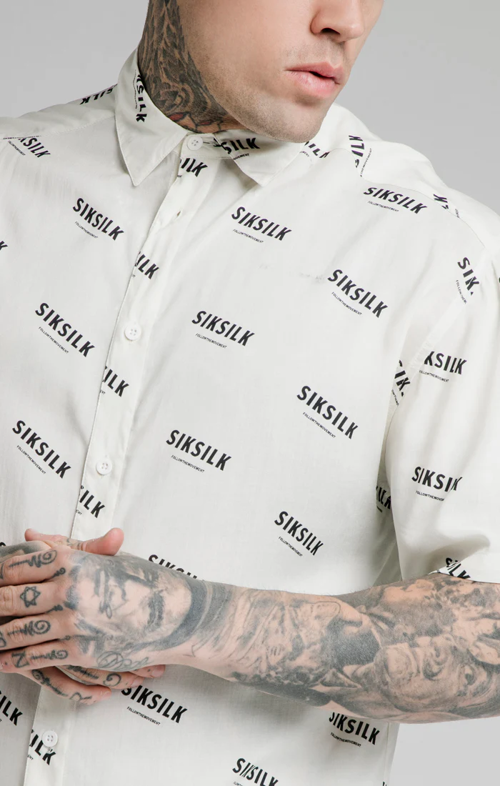 Ecru Print Resort Shirt - Image 3