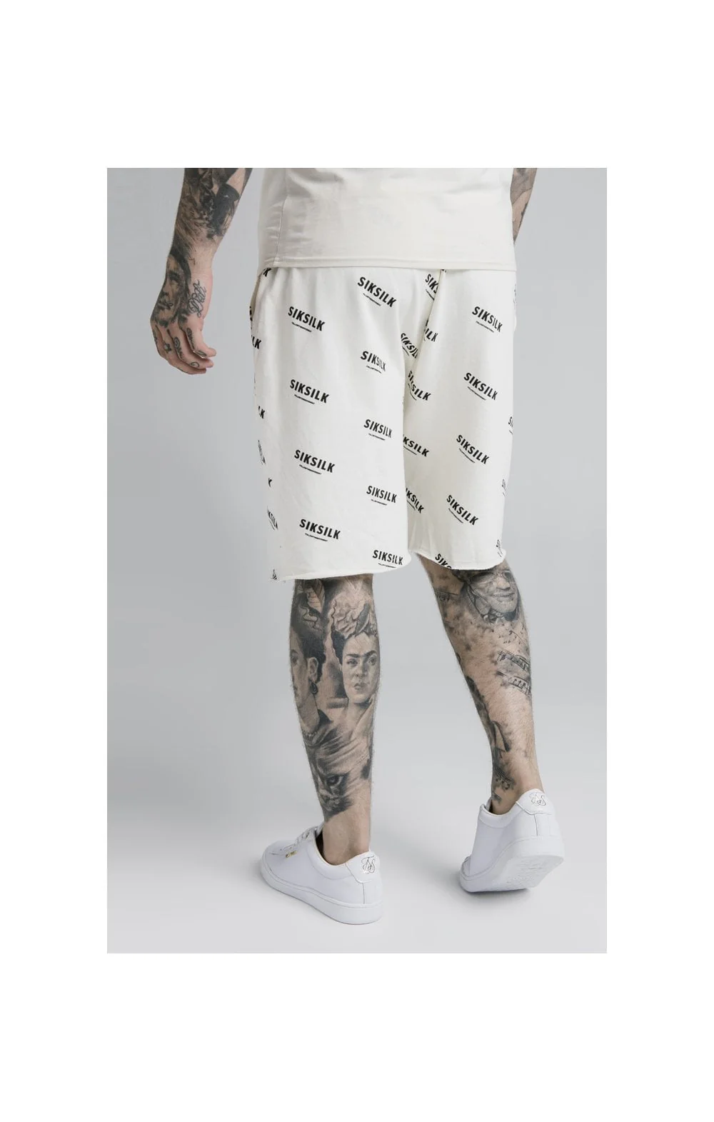 SikSilk Repeat Print Shorts - Off White - Image 2