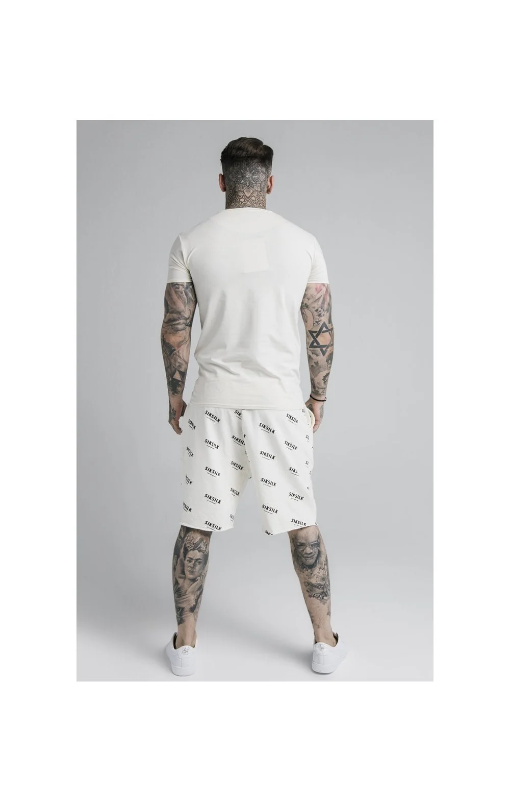 SikSilk Repeat Print Shorts - Off White - Image 5